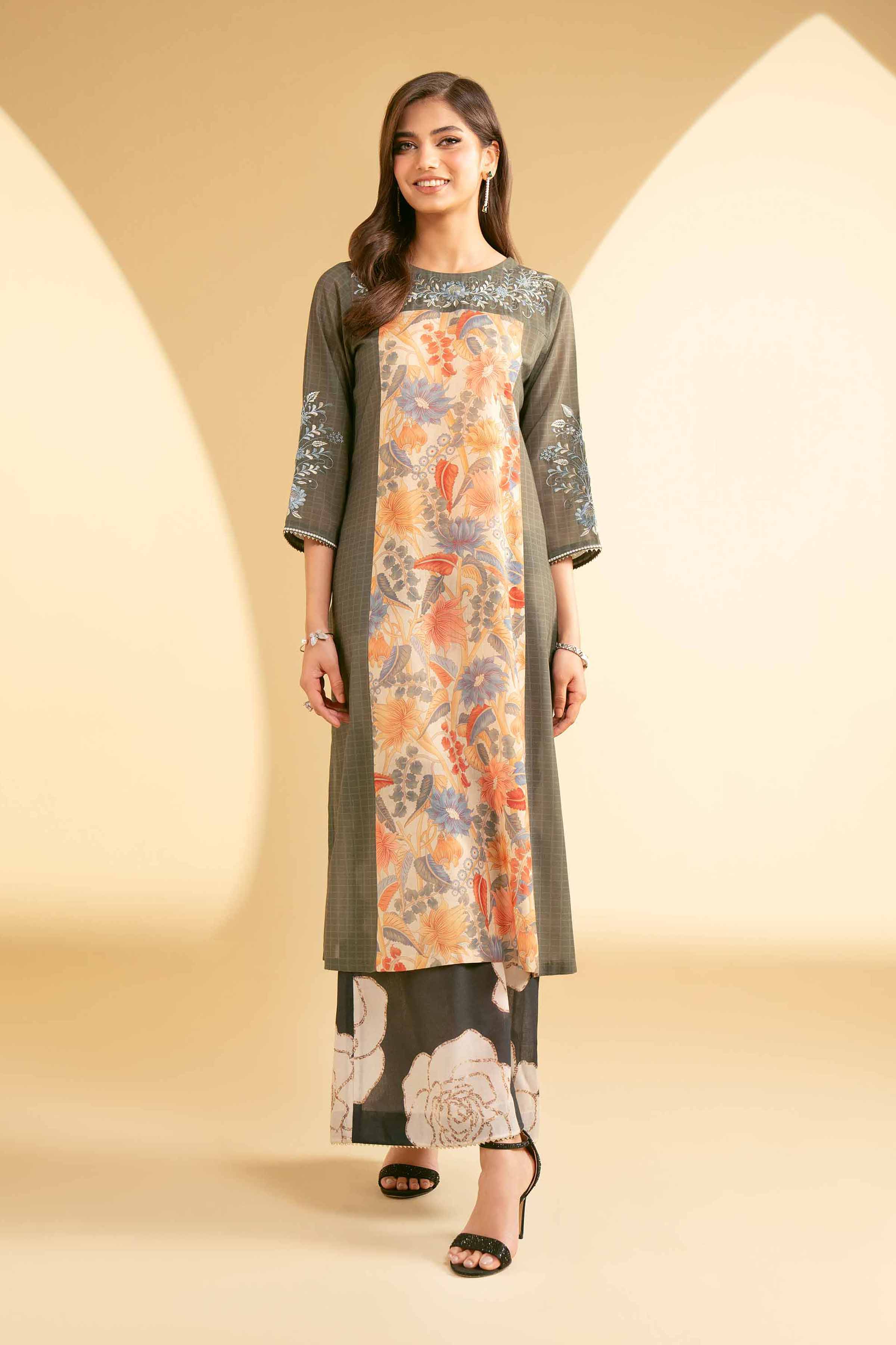 2 Piece - Printed Embroidered Suit - KFE25-48