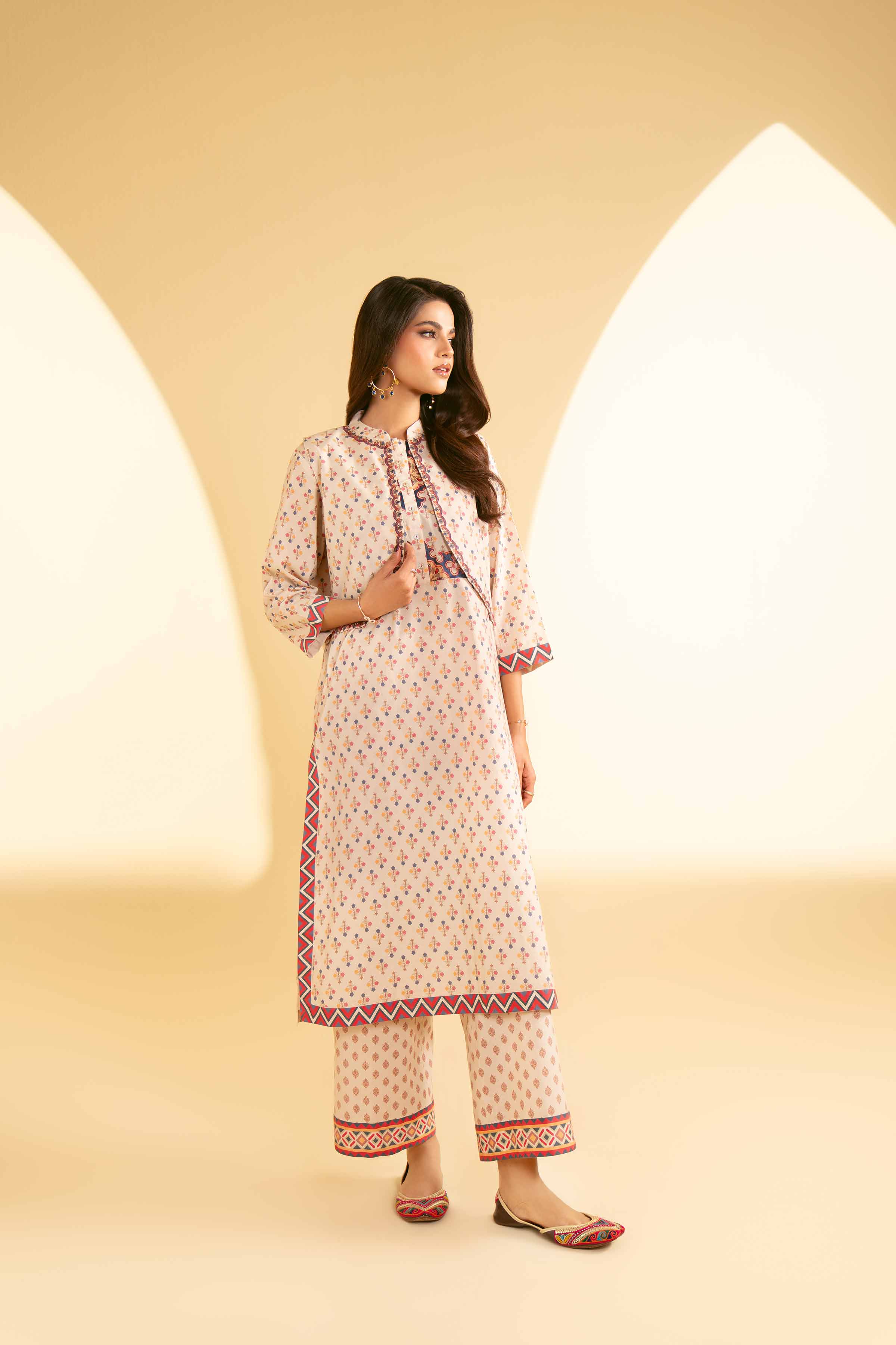 3 Piece - Printed Embroidered Suit - KFE25-73
