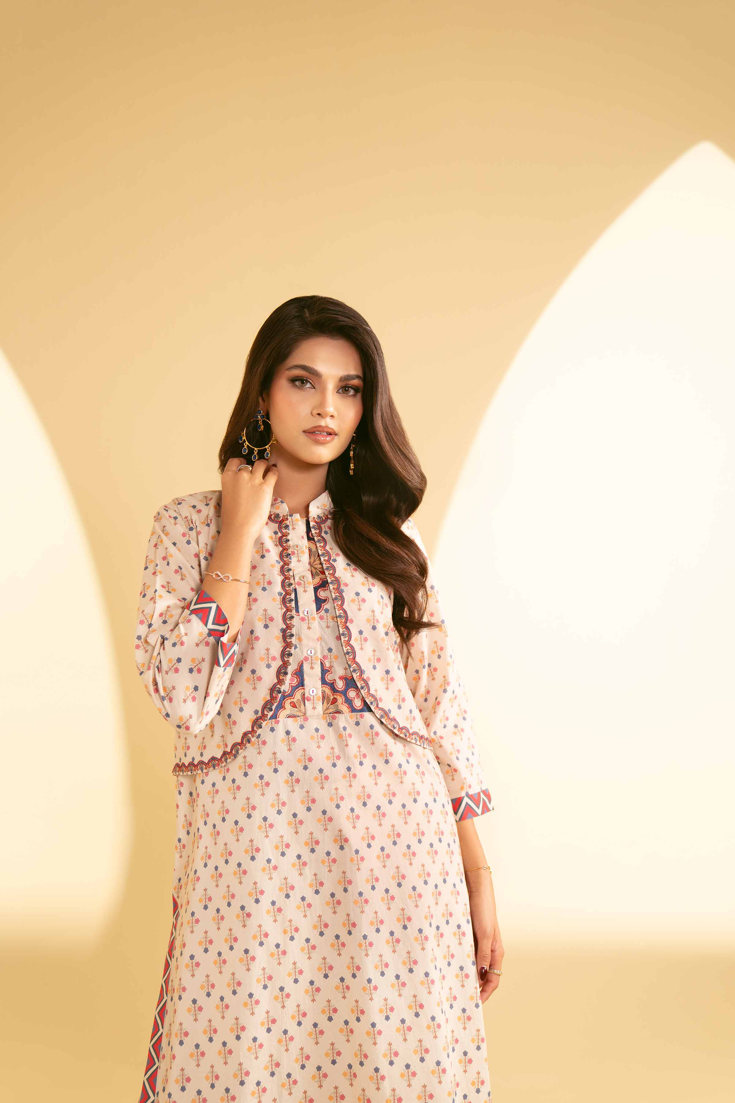 3 Piece - Printed Embroidered Suit - KFE25-73