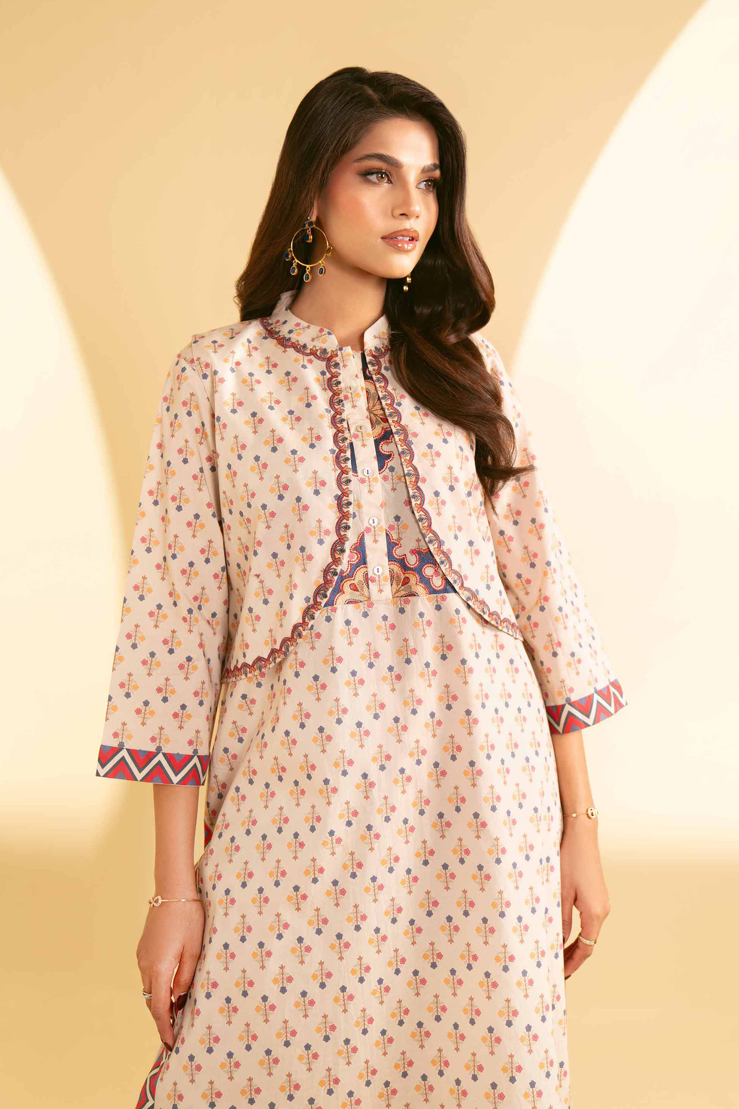 3 Piece - Printed Embroidered Suit - KFE25-73