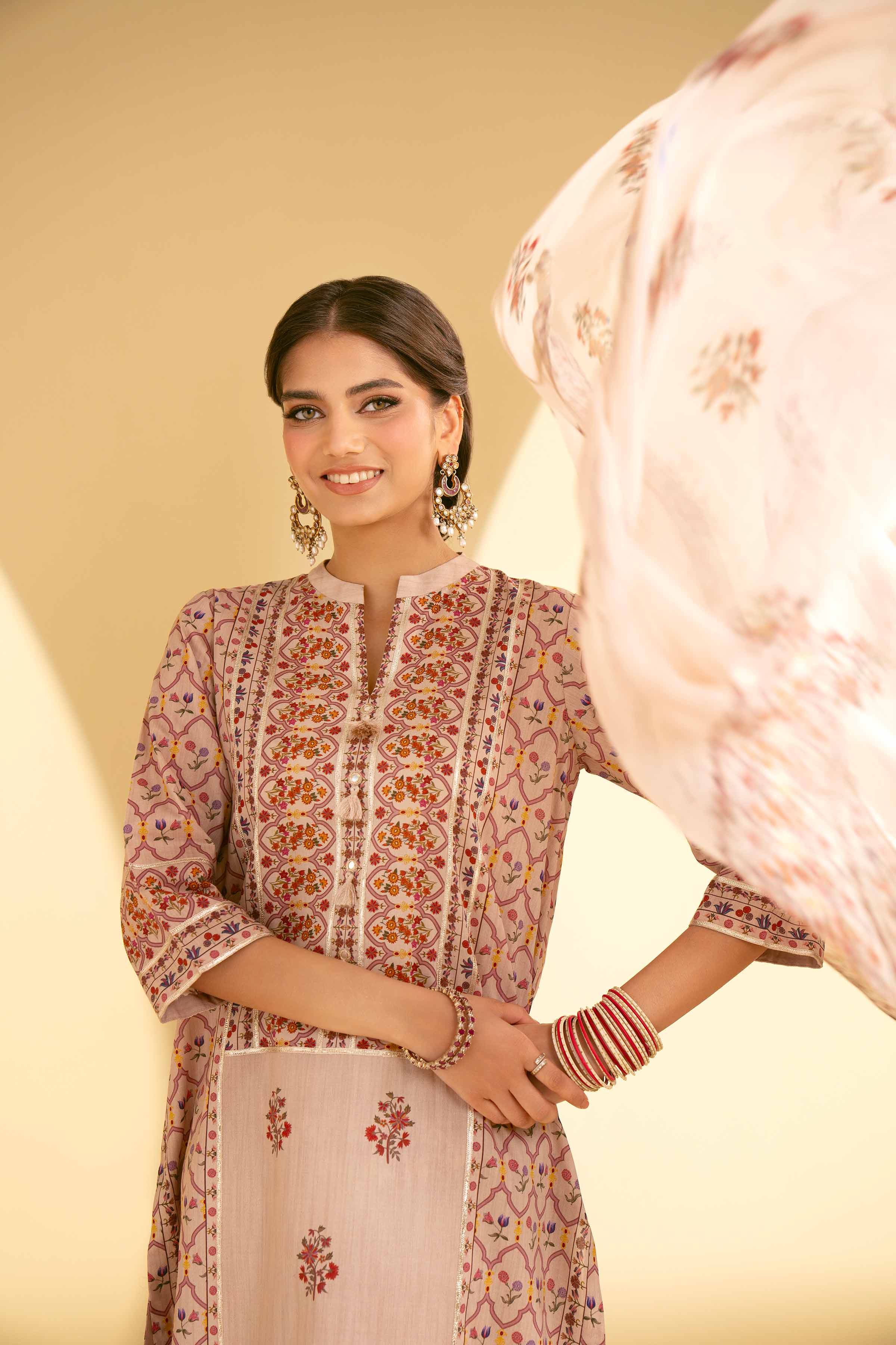 3 Piece - Printed Embroidered Suit - KFE25-81