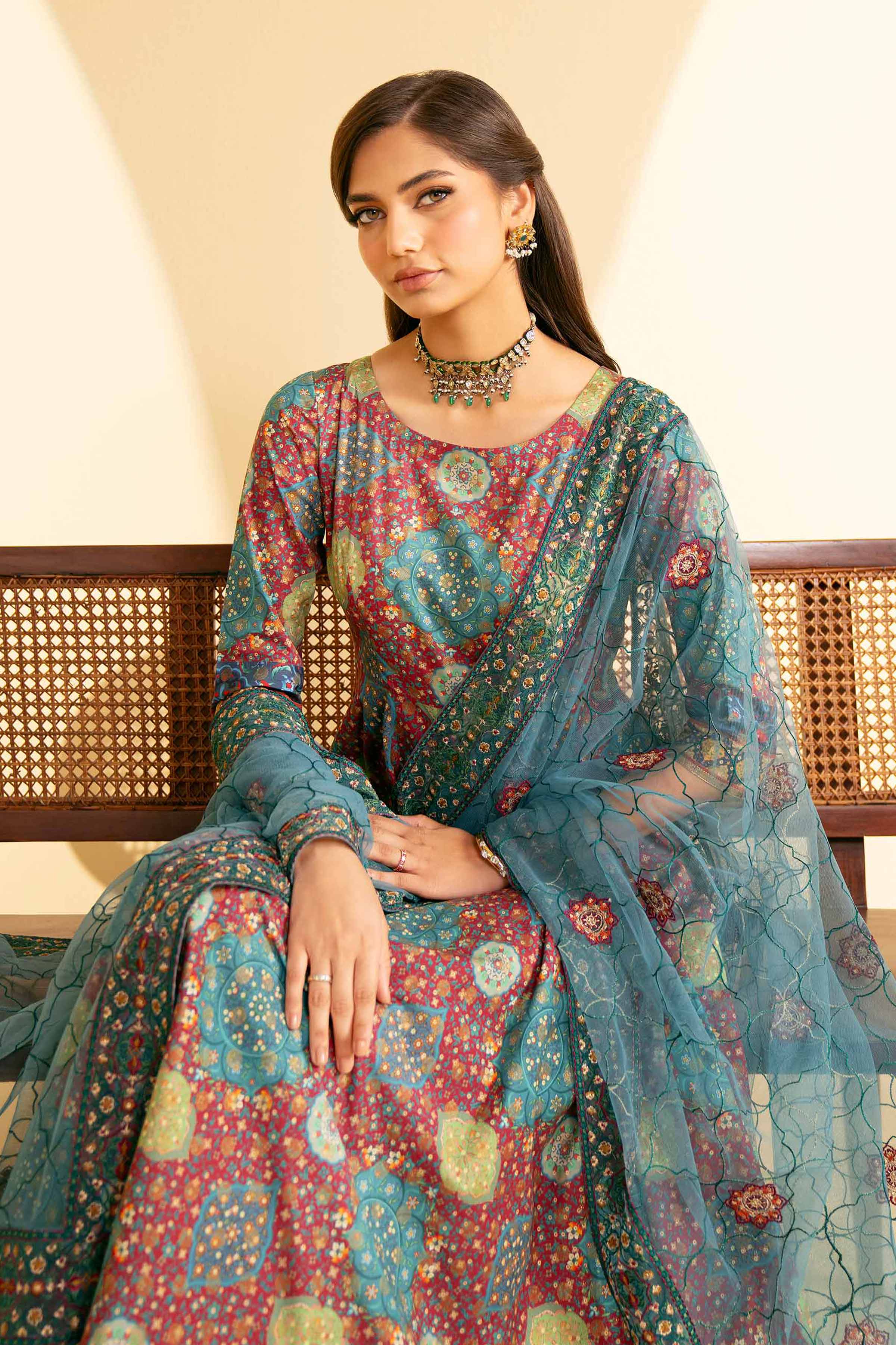 2 Piece - Printed Embroidered Suit - KFE25-84