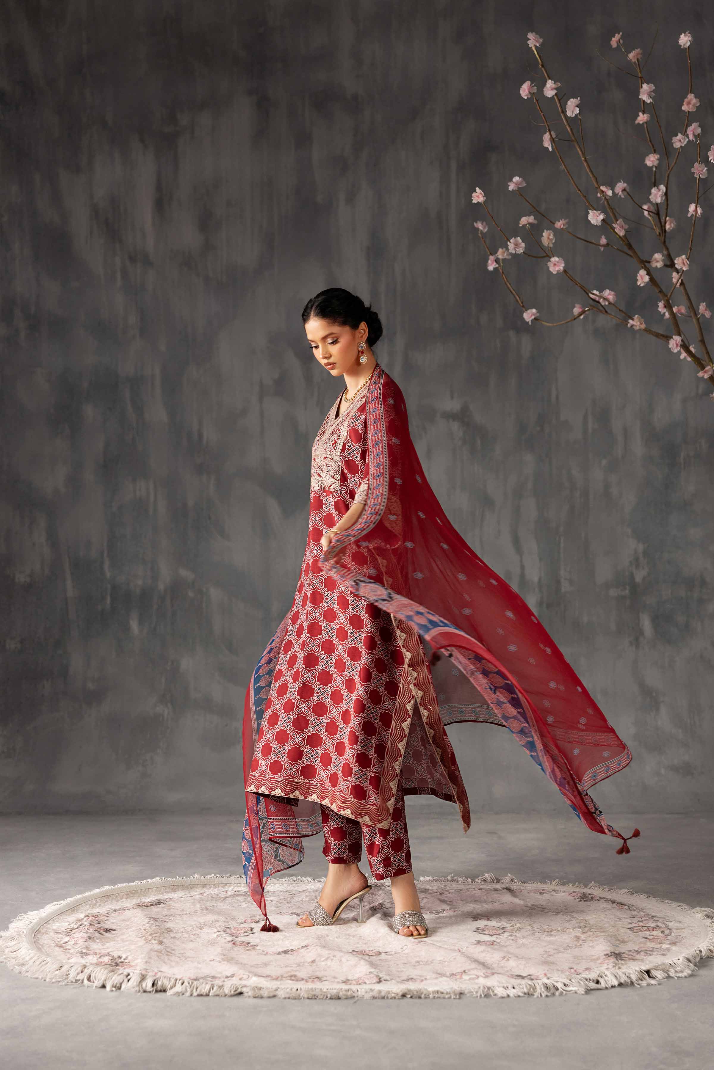 3 Piece - Printed Embroidered Suit - KFE26-108