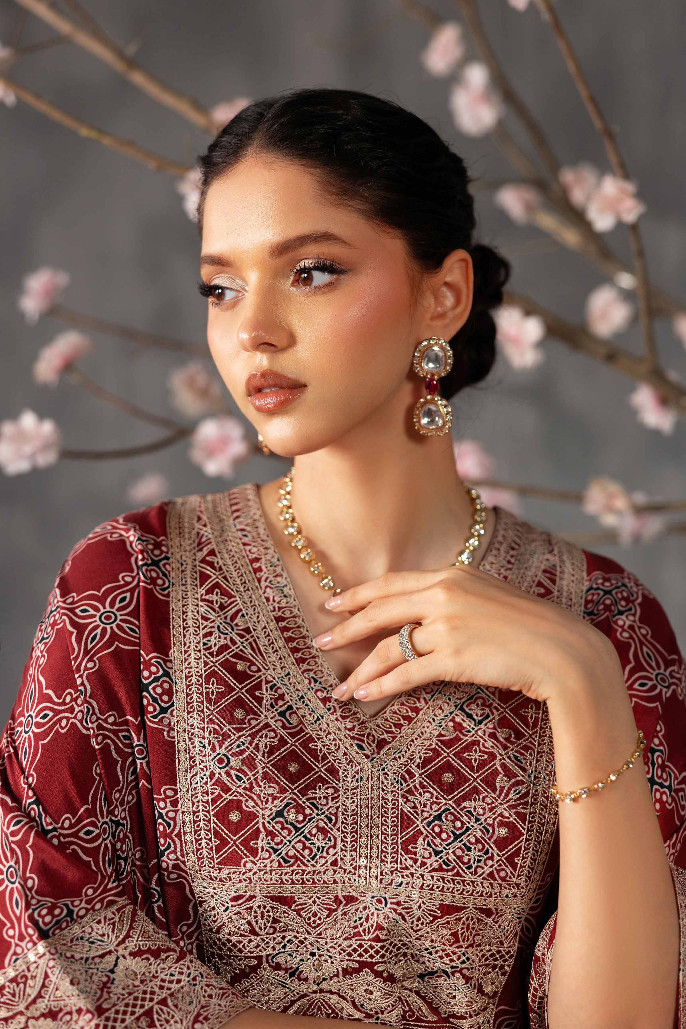 3 Piece - Printed Embroidered Suit - KFE26-108