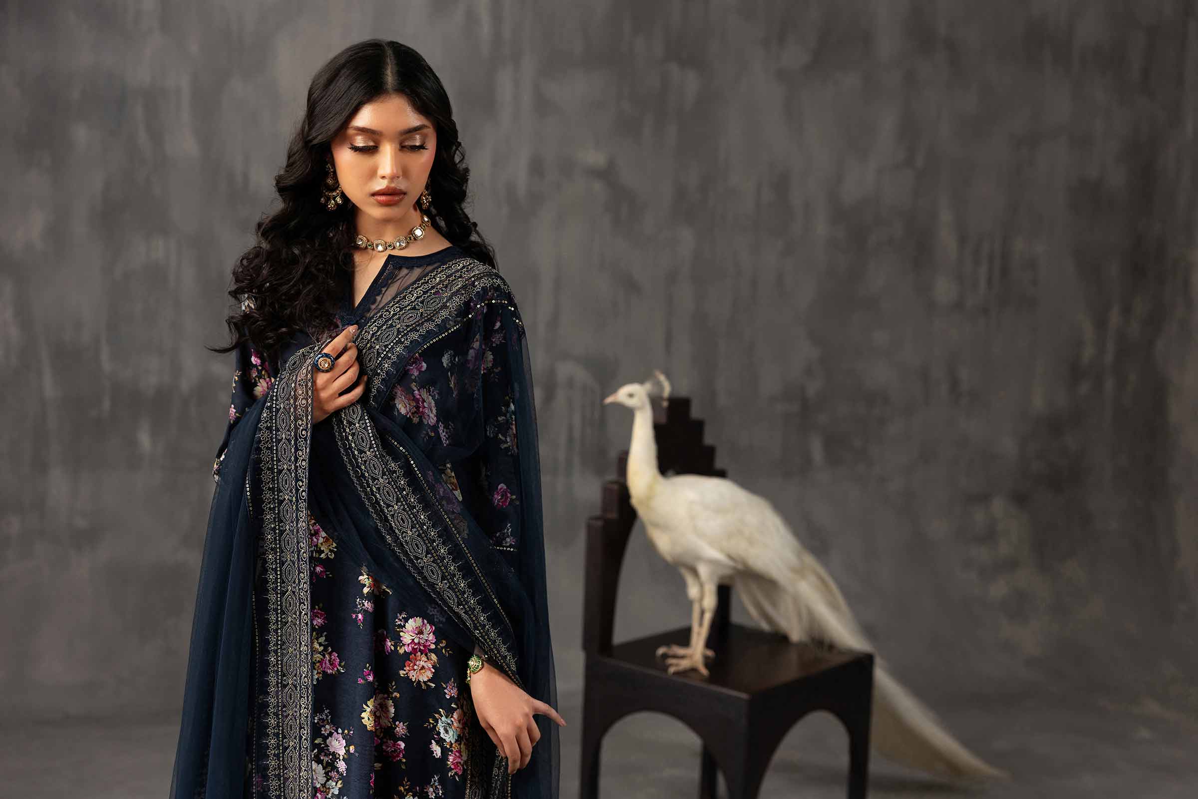 3 Piece - Printed Embroidered Suit - KFE26-118