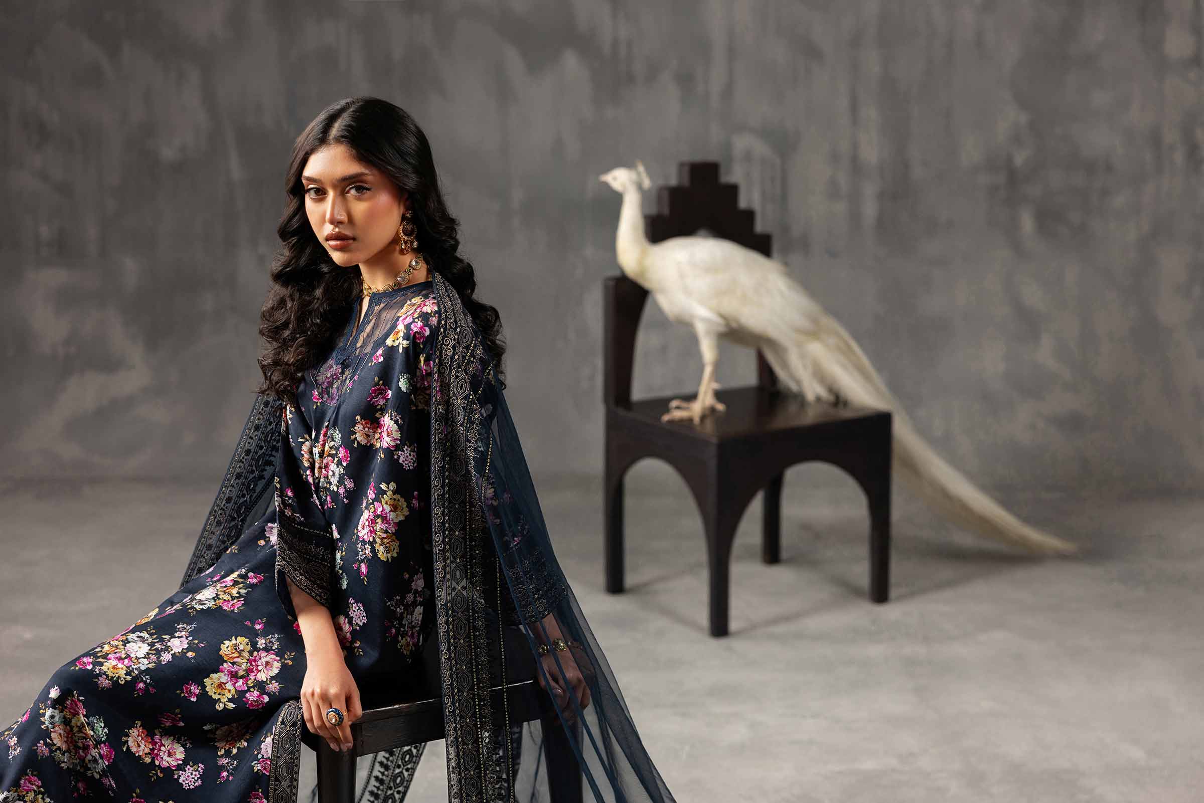 3 Piece - Printed Embroidered Suit - KFE26-118