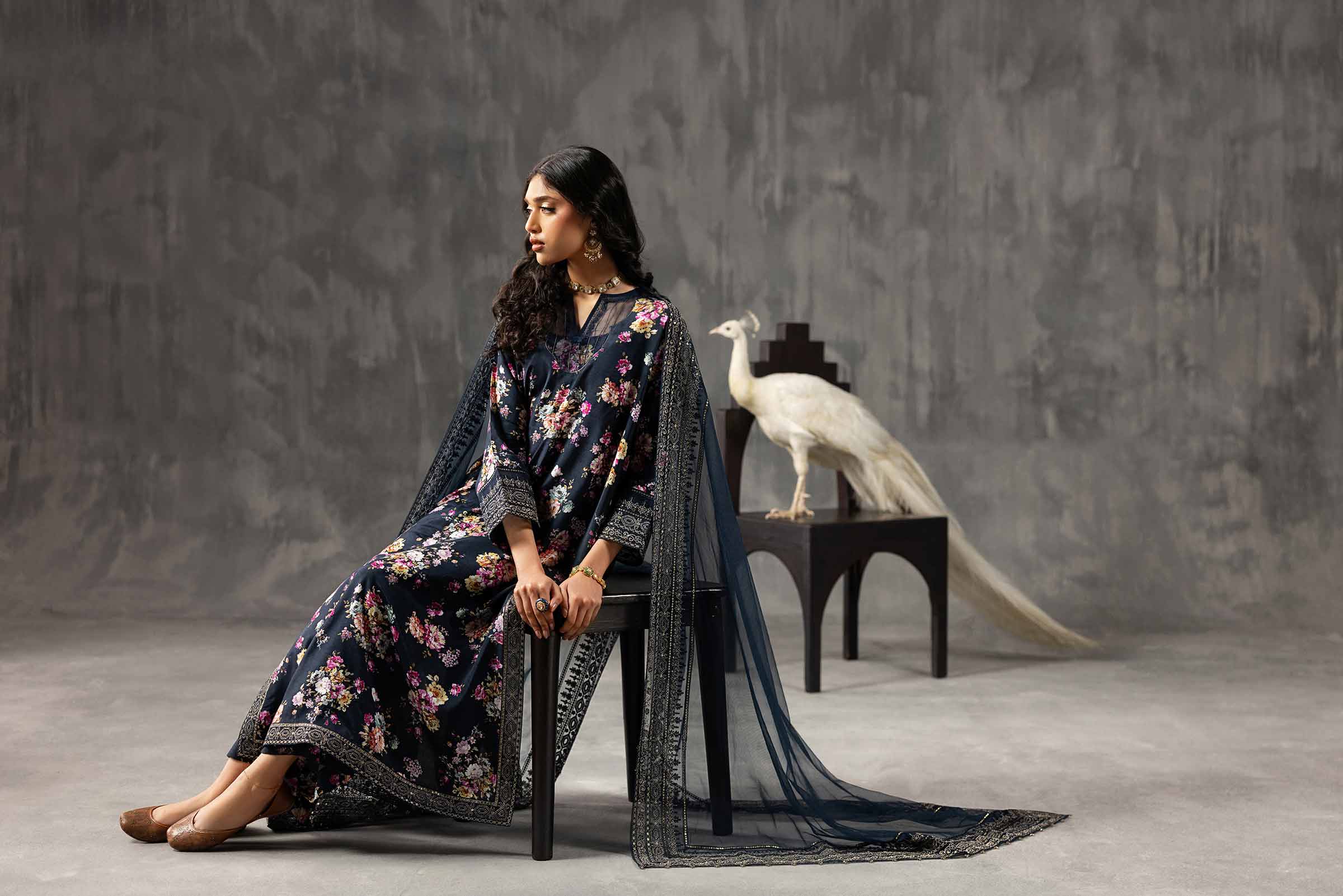 3 Piece - Printed Embroidered Suit - KFE26-118