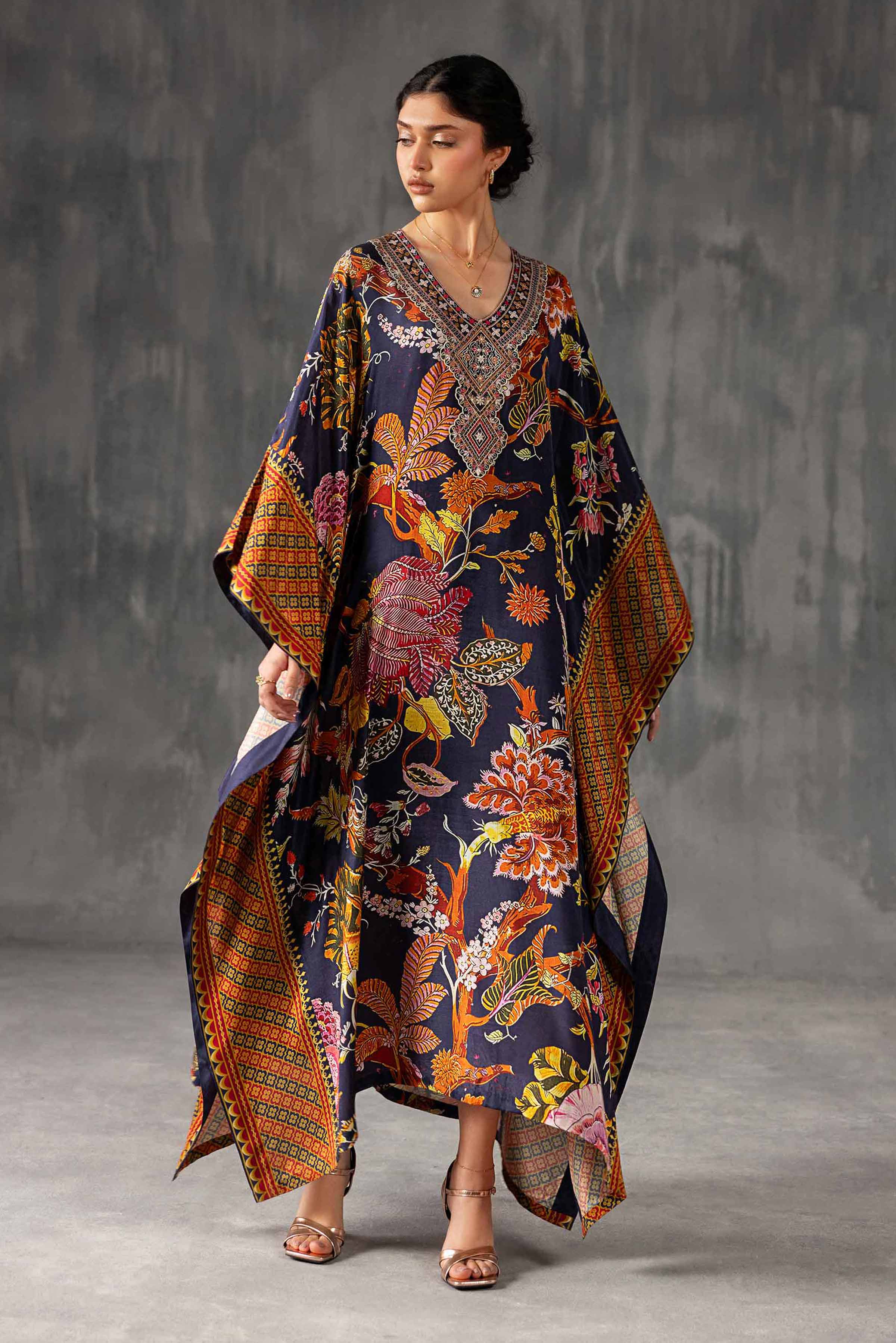 Printed Embroidered Kaftan - KFE26-134
