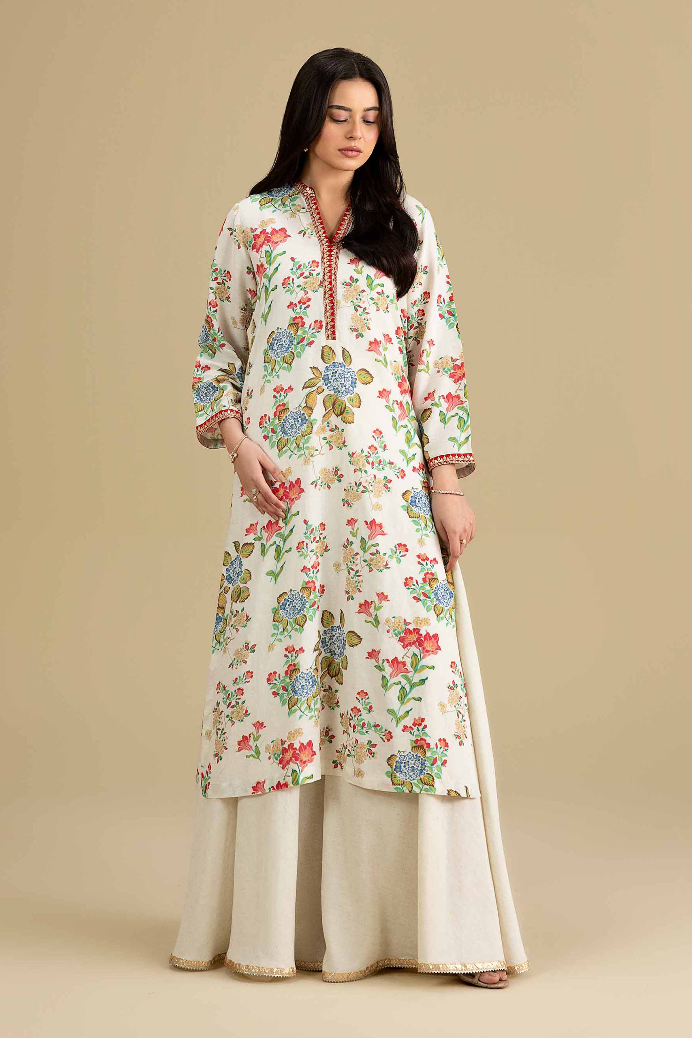 2 Piece - Printed Embroidered Suit - KFE26-209