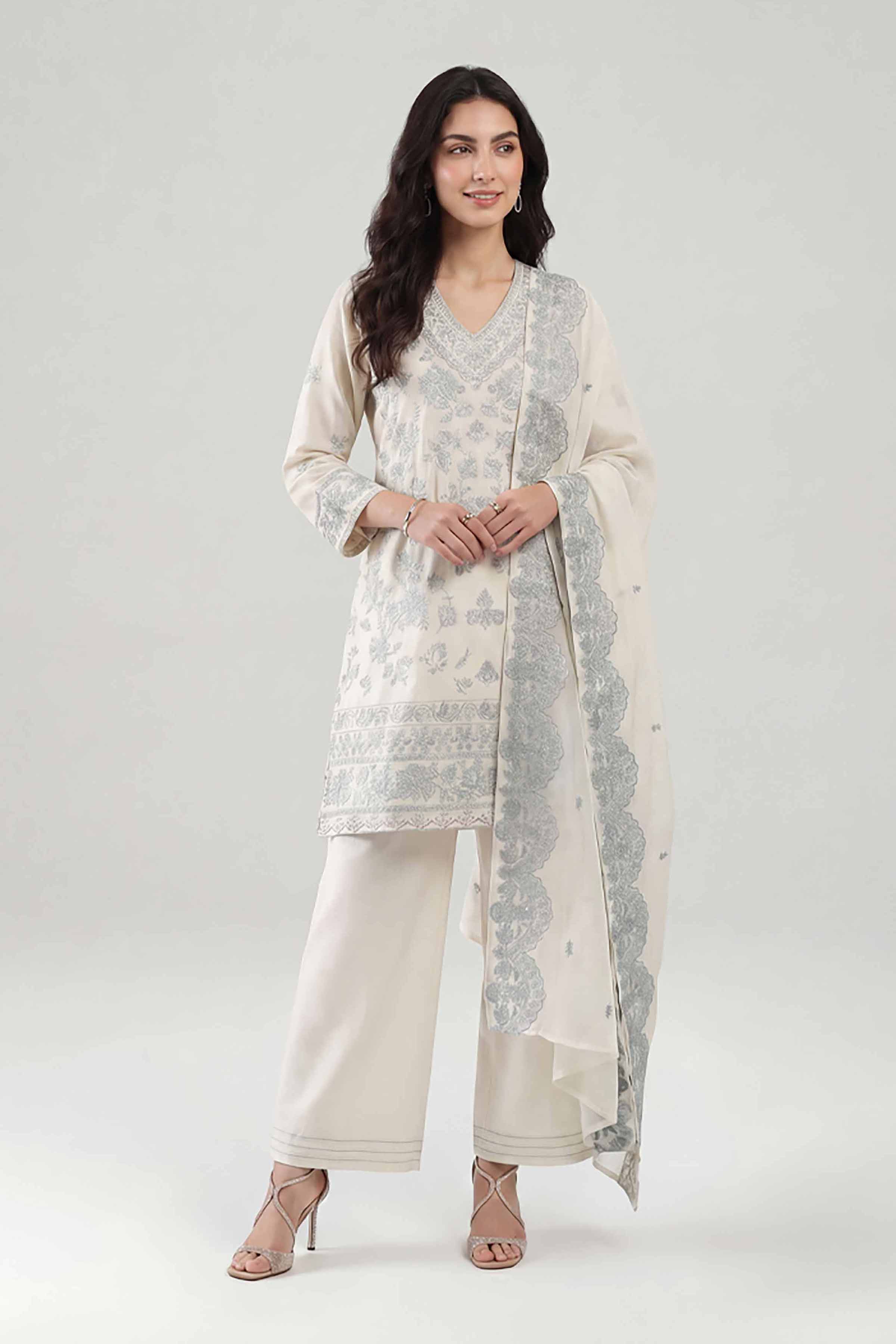 3 Piece - Embroidered Suit - KFE26-212