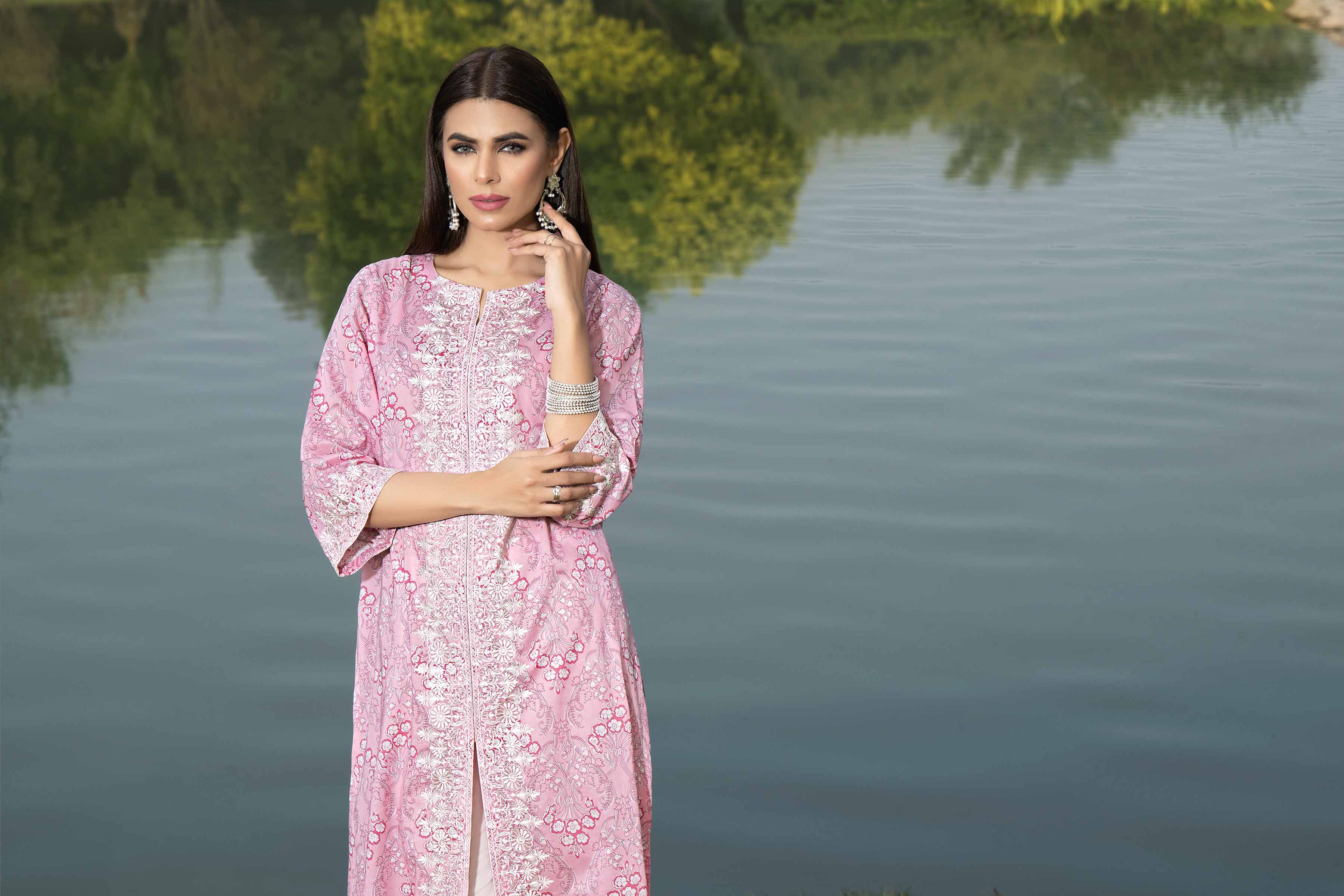 2 Piece - Printed Embroidered Suit - KFS24-27