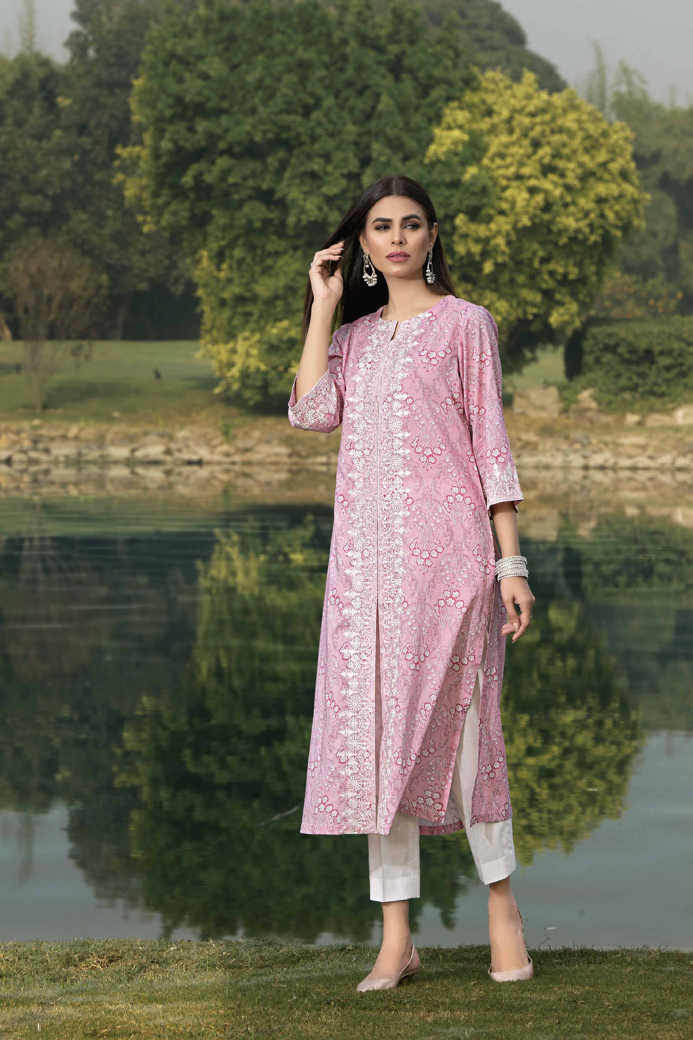 2 Piece - Printed Embroidered Suit - KFS24-27