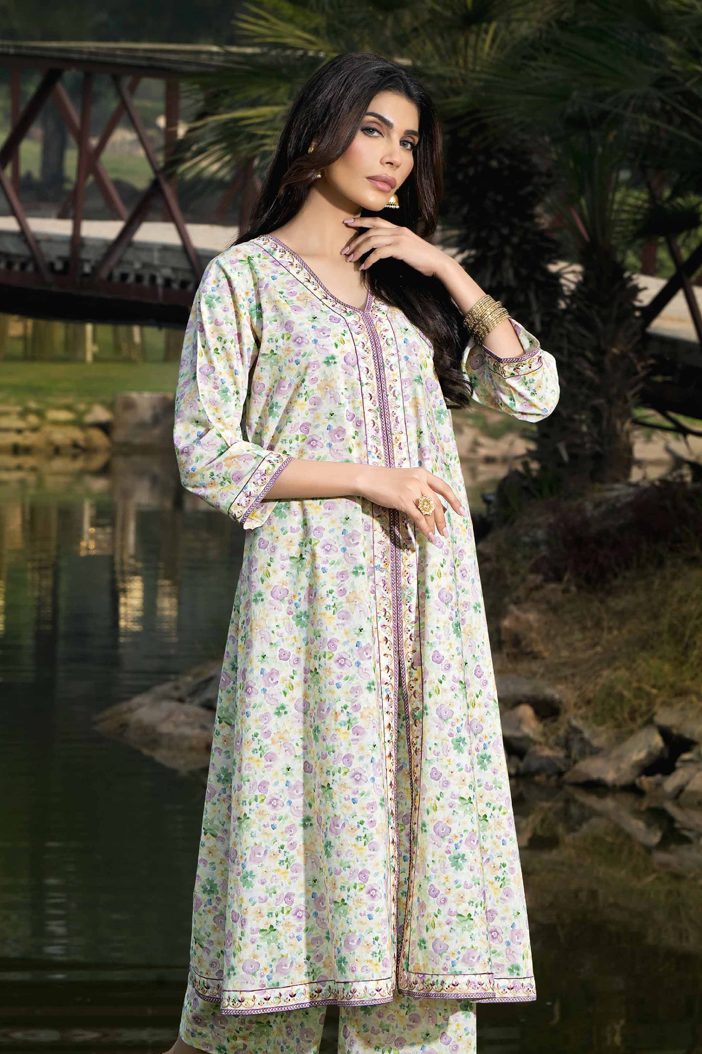 2 Piece - Printed Embroidered Suit - KFS24-39