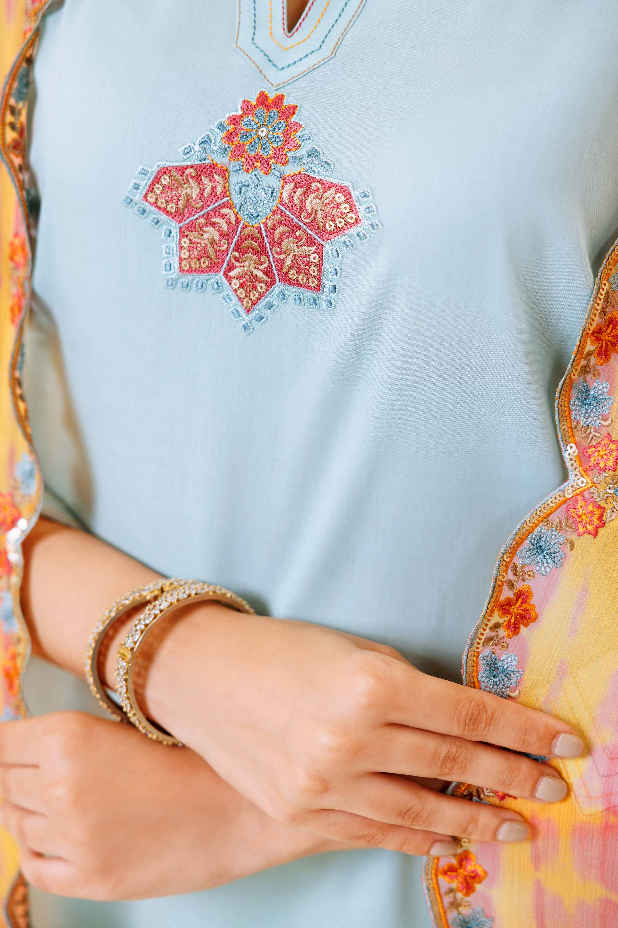 3 Piece - Embroidered Suit - KFS24-80