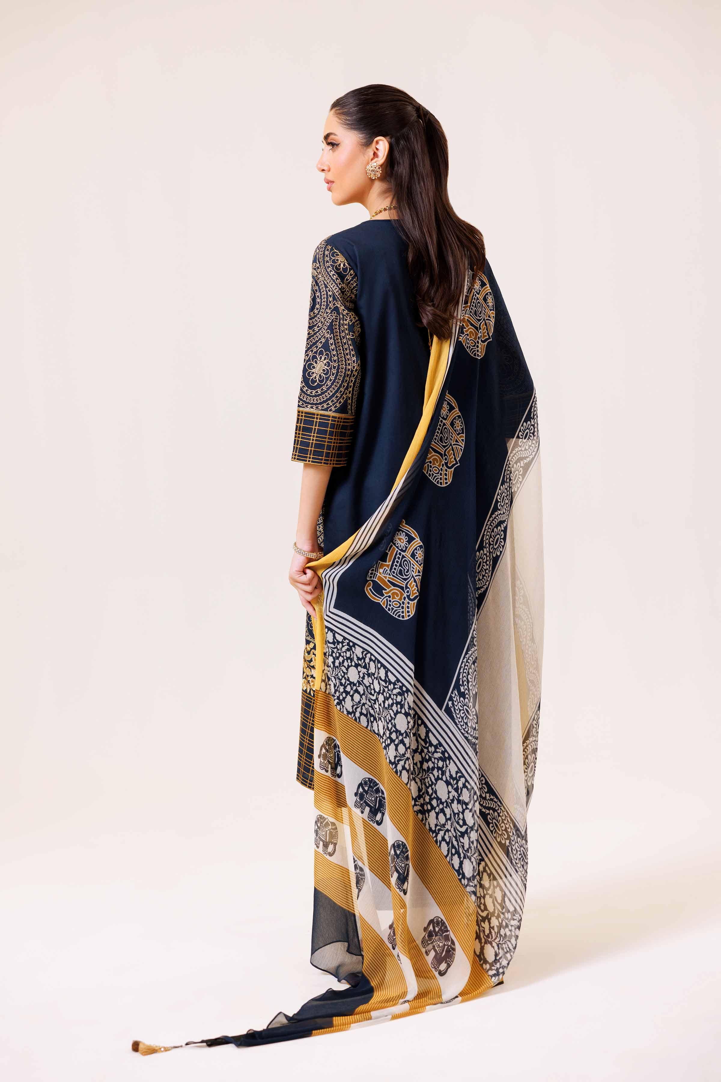 3 Piece - Printed Embroidered Suit - KFS24-83
