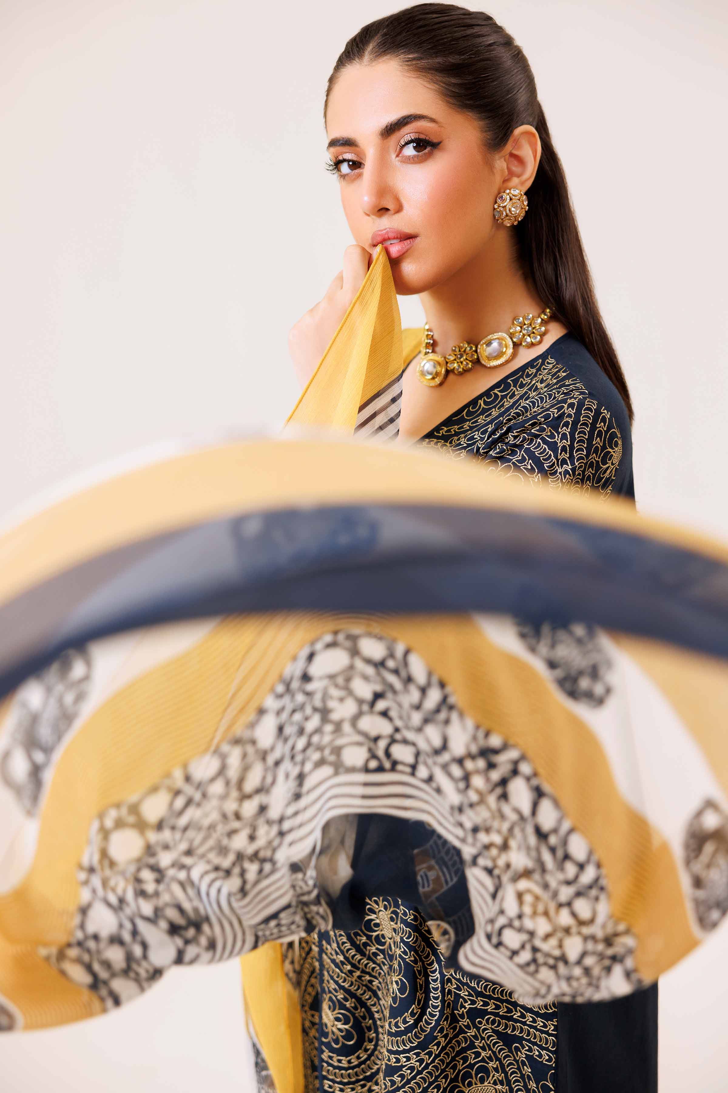3 Piece - Printed Embroidered Suit - KFS24-83