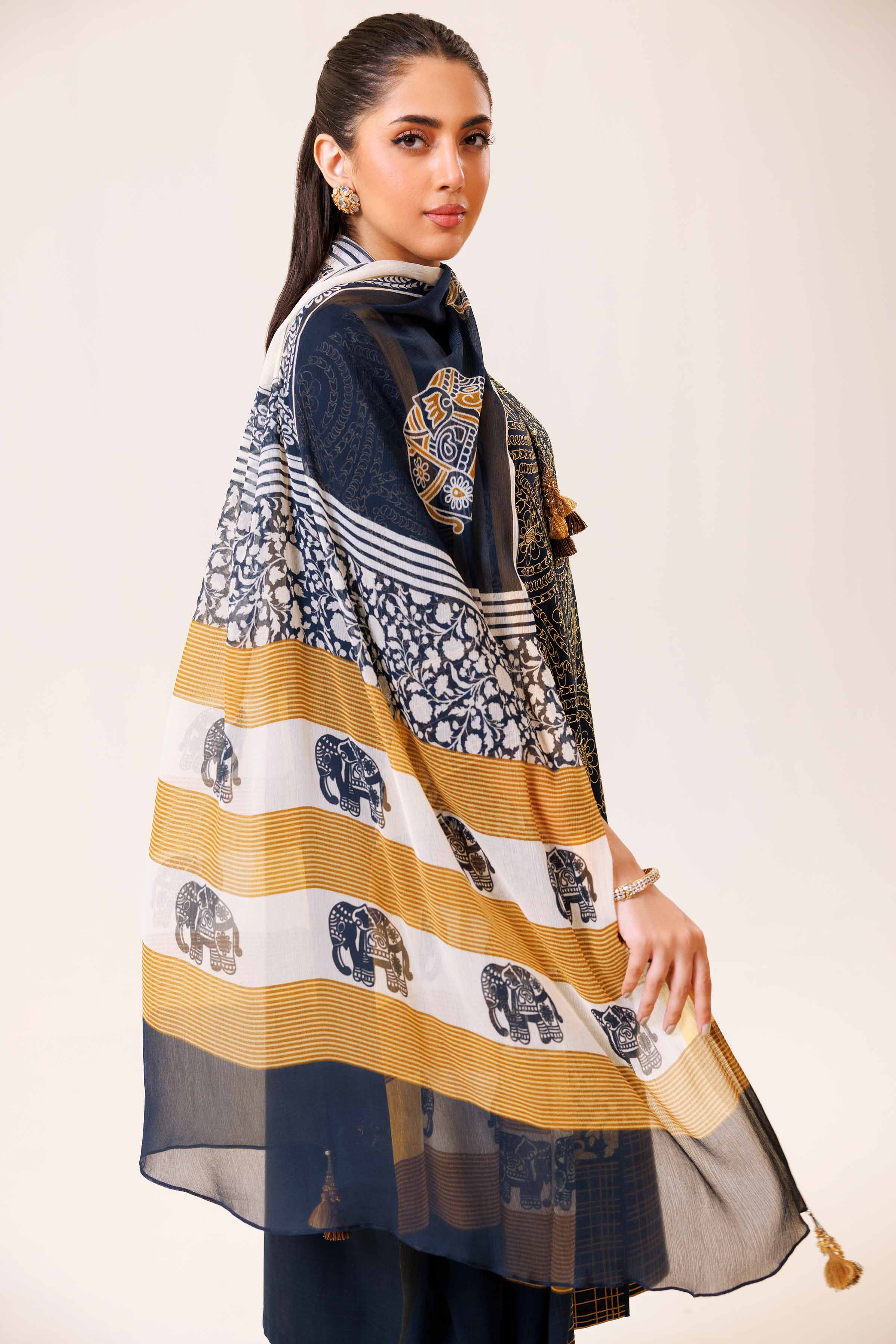 3 Piece - Printed Embroidered Suit - KFS24-83