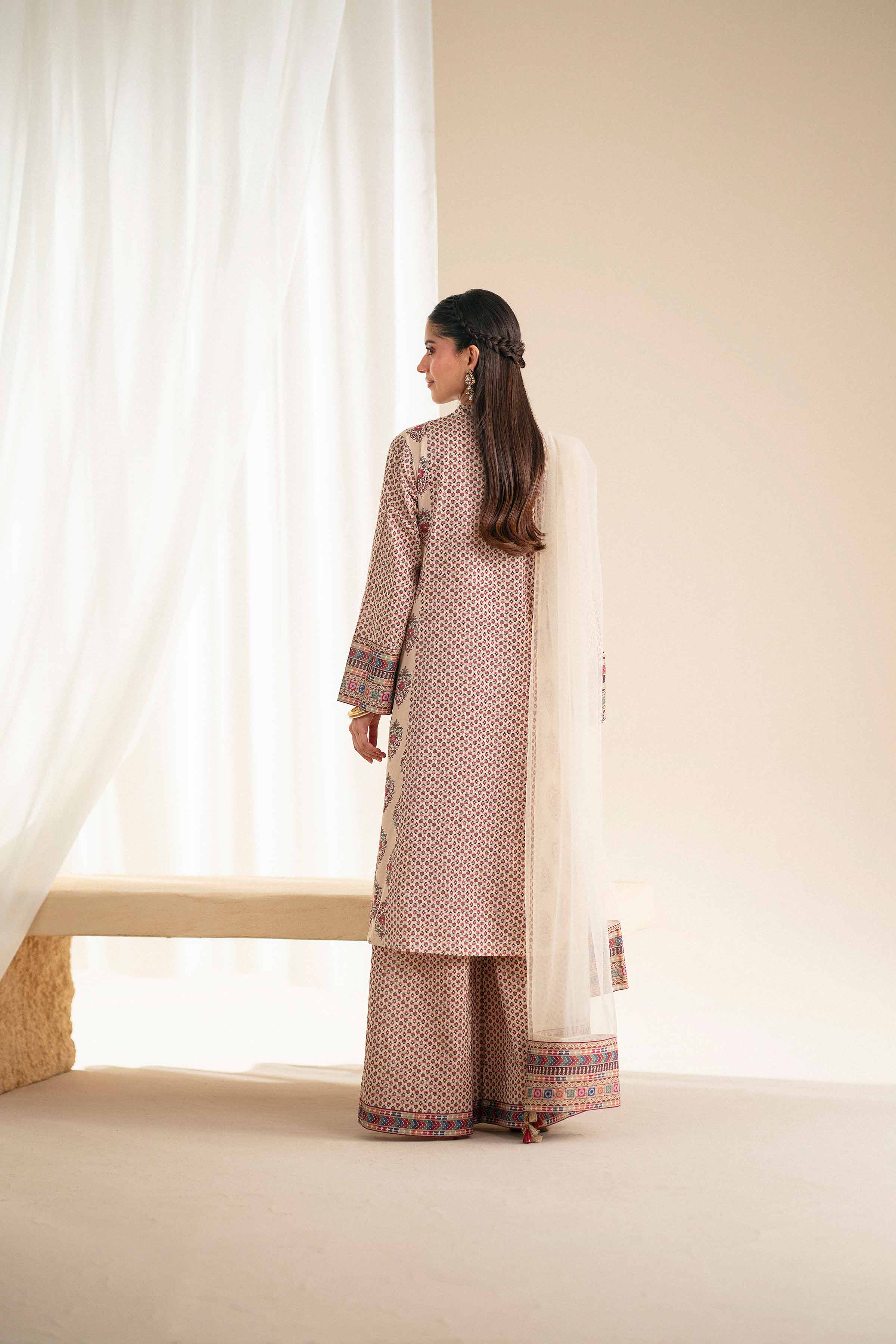 3 Piece - Printed Embroidered Suit - KFS25-75
