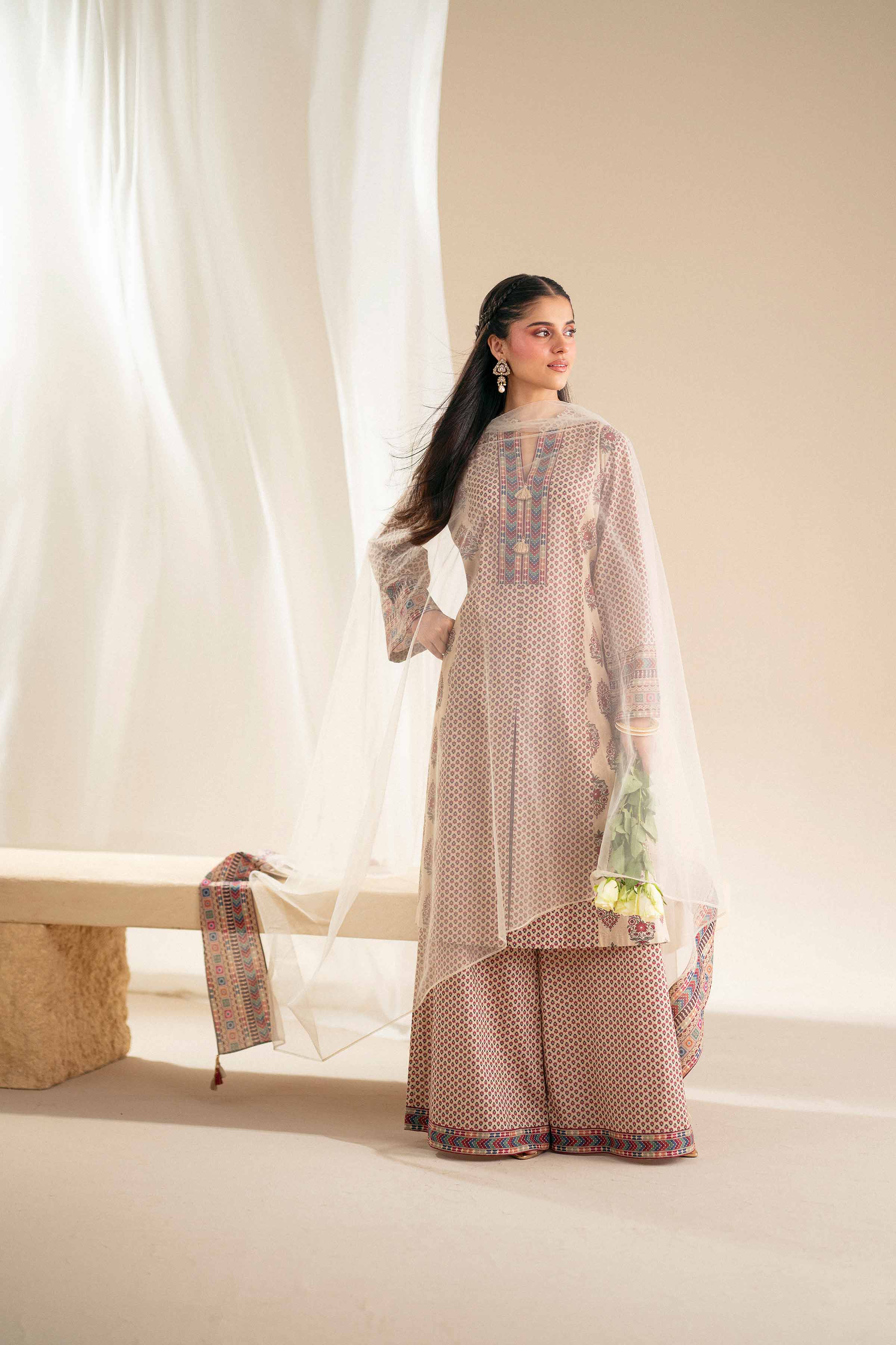 3 Piece - Printed Embroidered Suit - KFS25-75