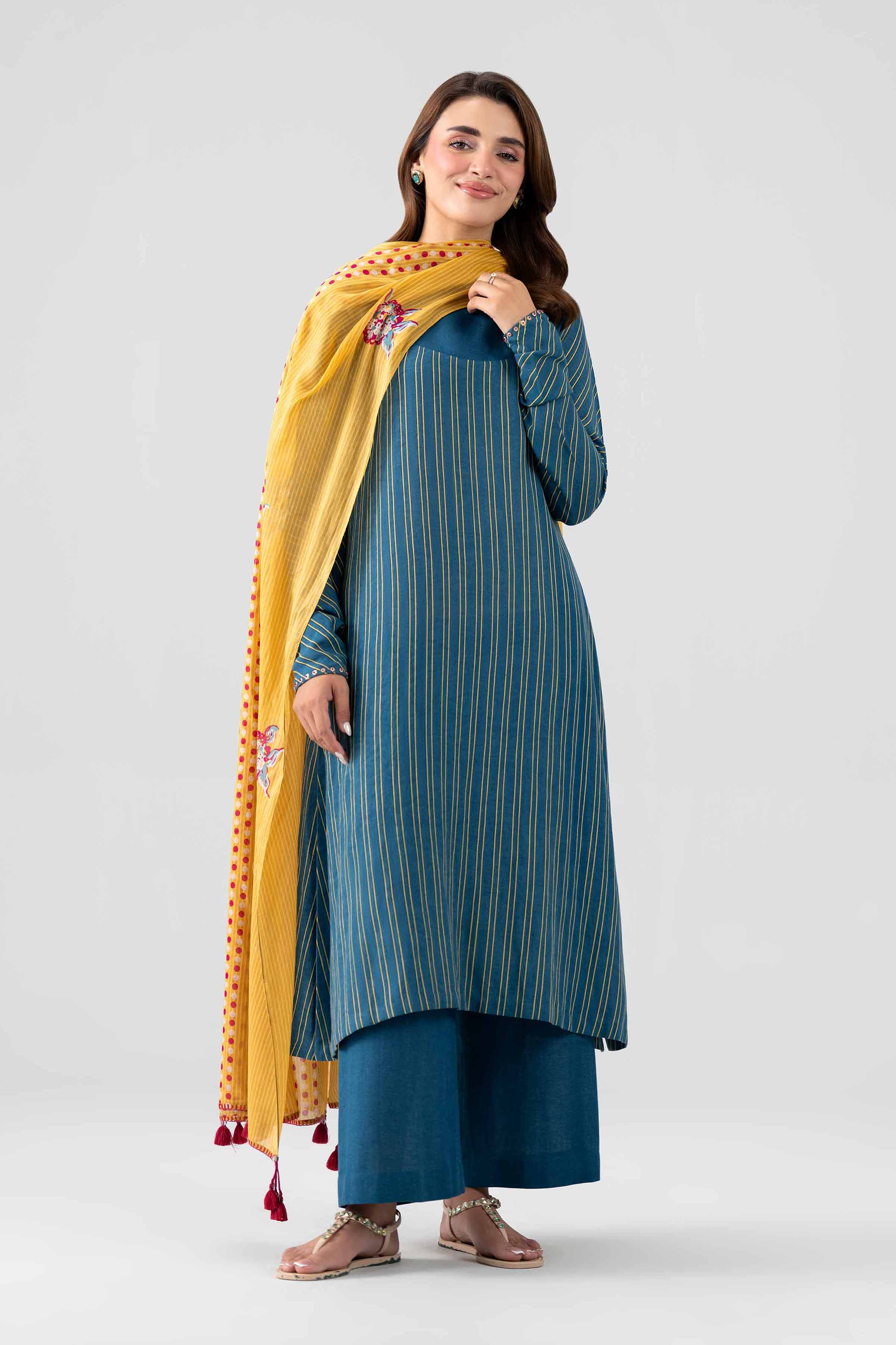3 Piece - Printed Embroidered Suit - KFS26-103