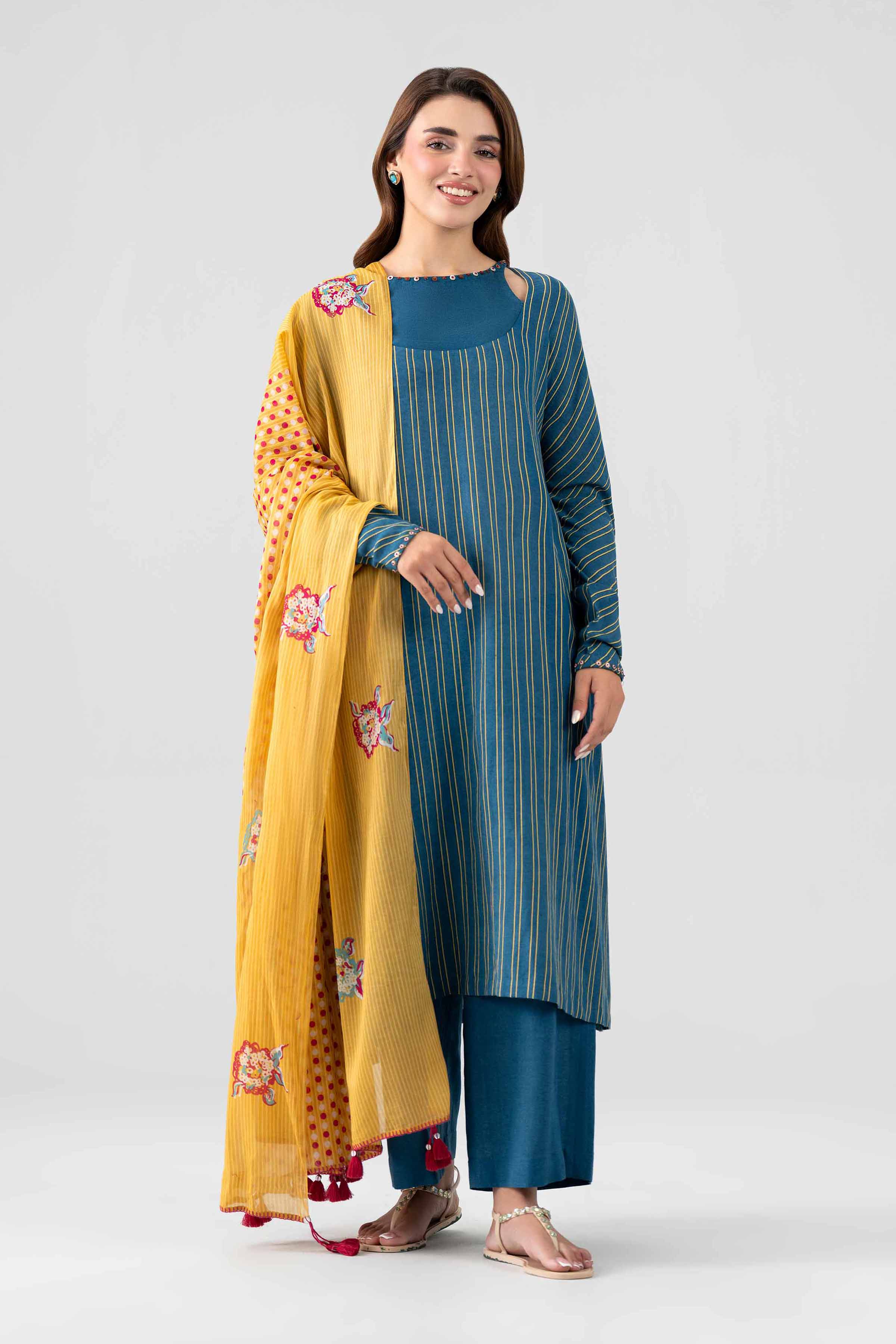 3 Piece - Printed Embroidered Suit - KFS26-103