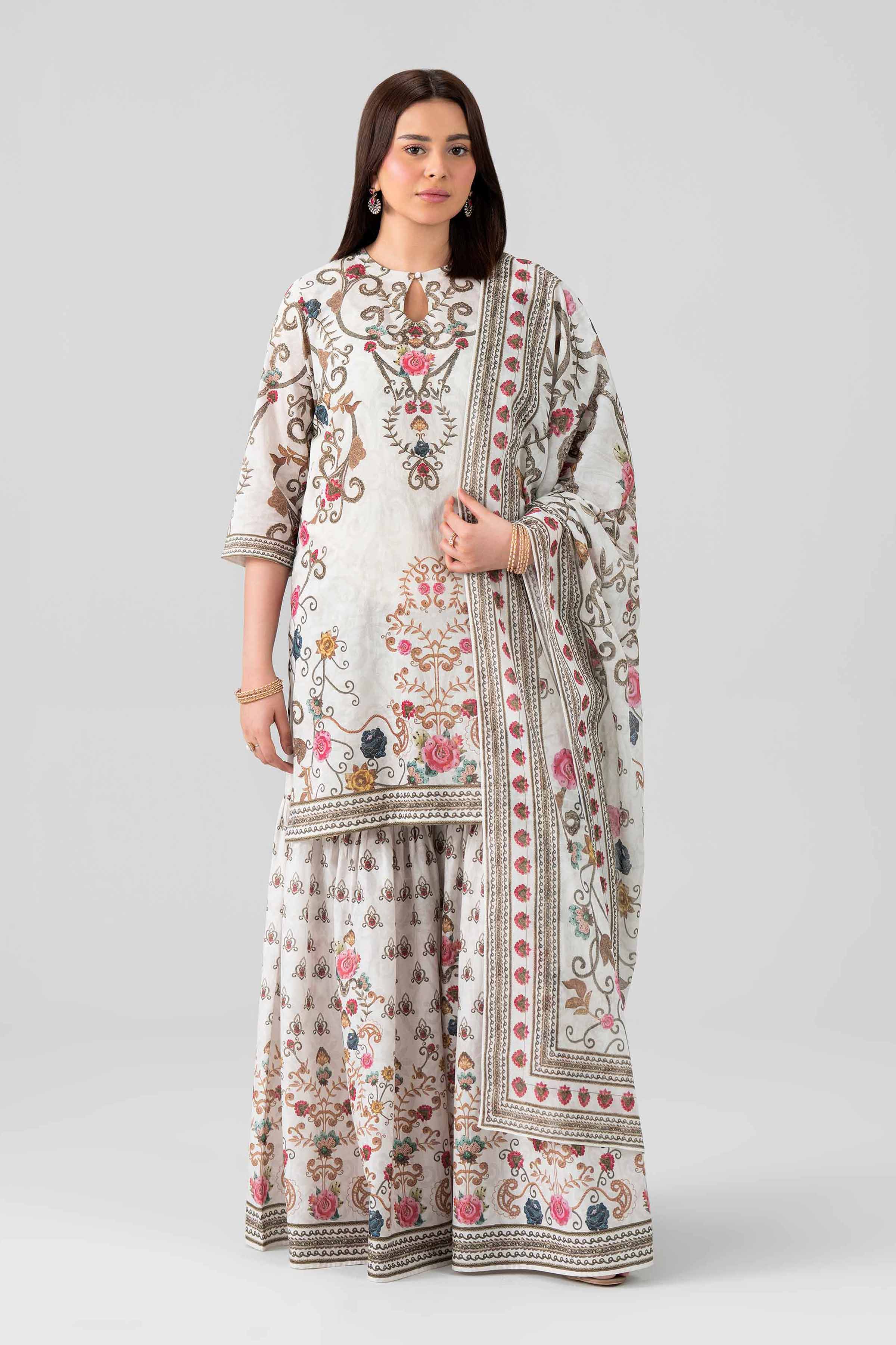 3 Piece - Printed Embroidered Suit - KFS26-48