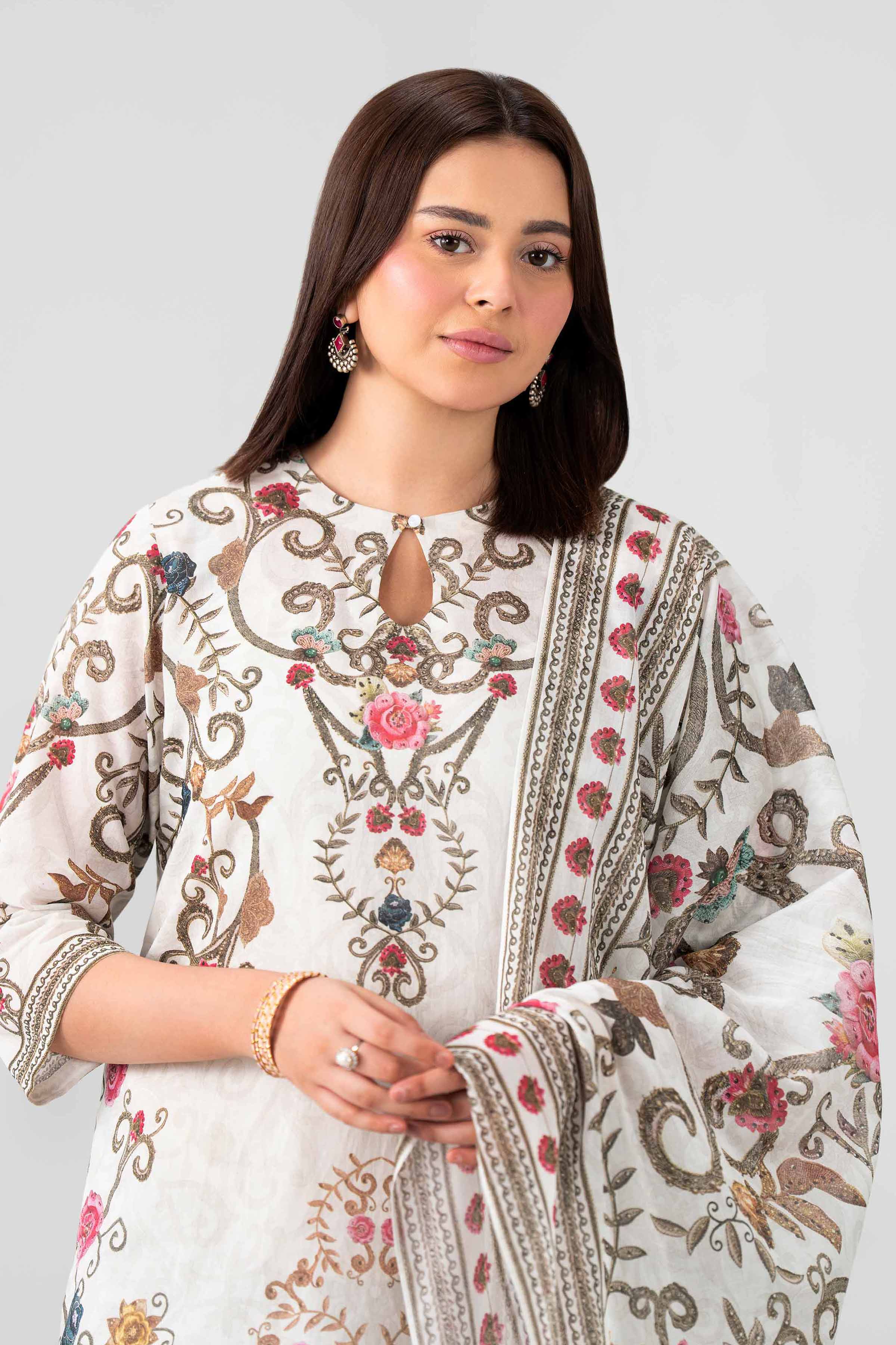 3 Piece - Printed Embroidered Suit - KFS26-48