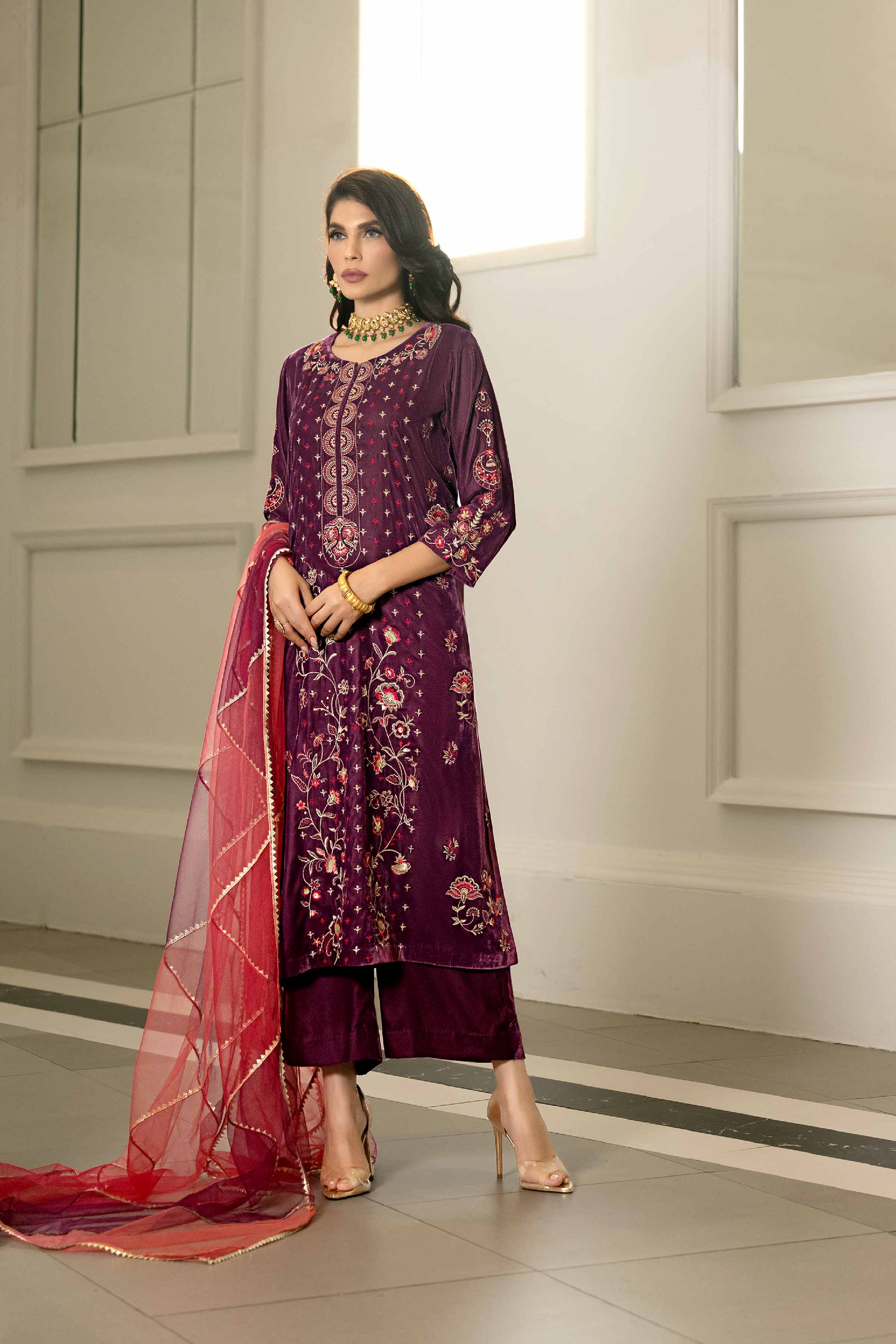3 Piece - Embroidered Suit - KFW23-25