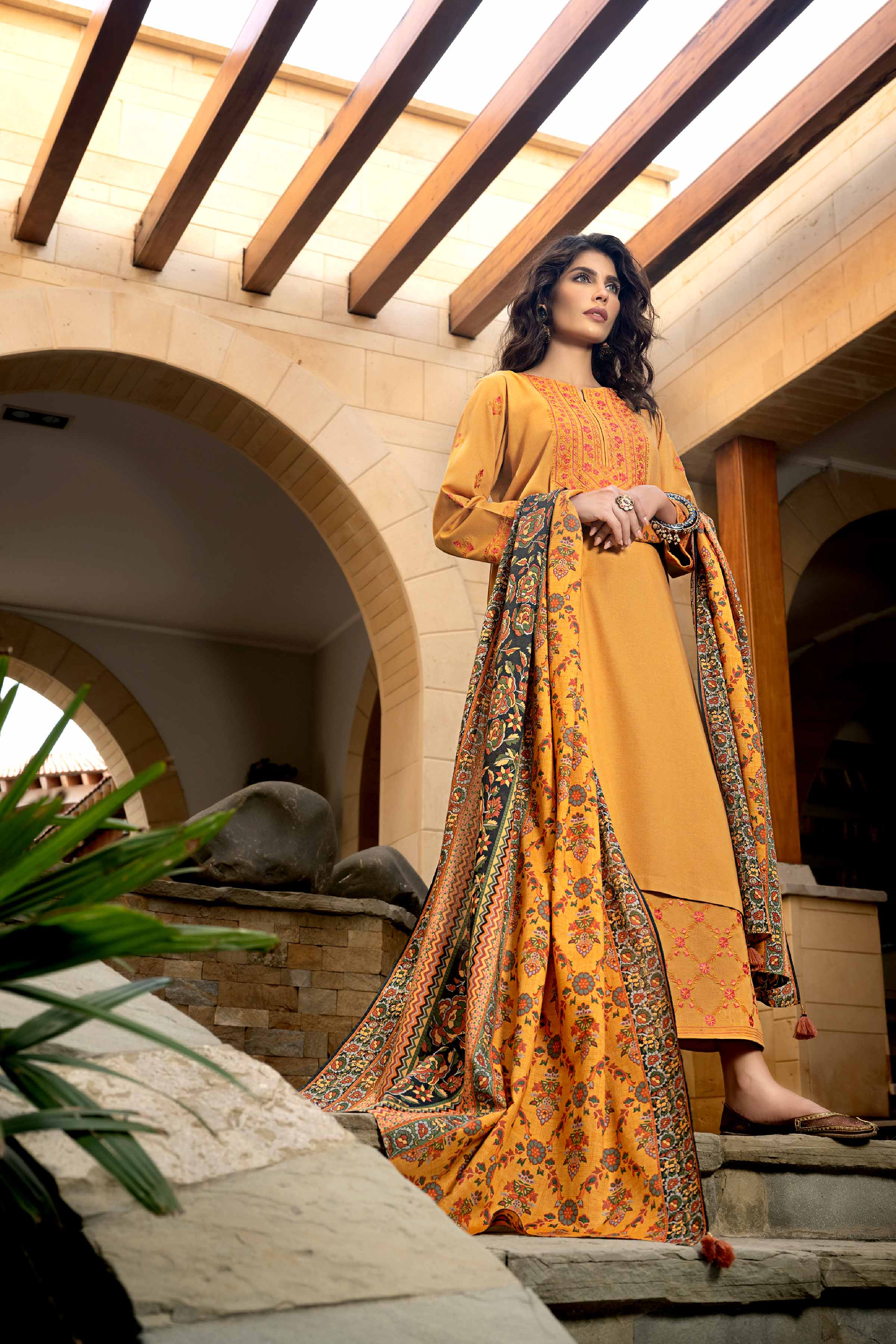 3 Piece - Printed Embroidered Suit - KFW23-72