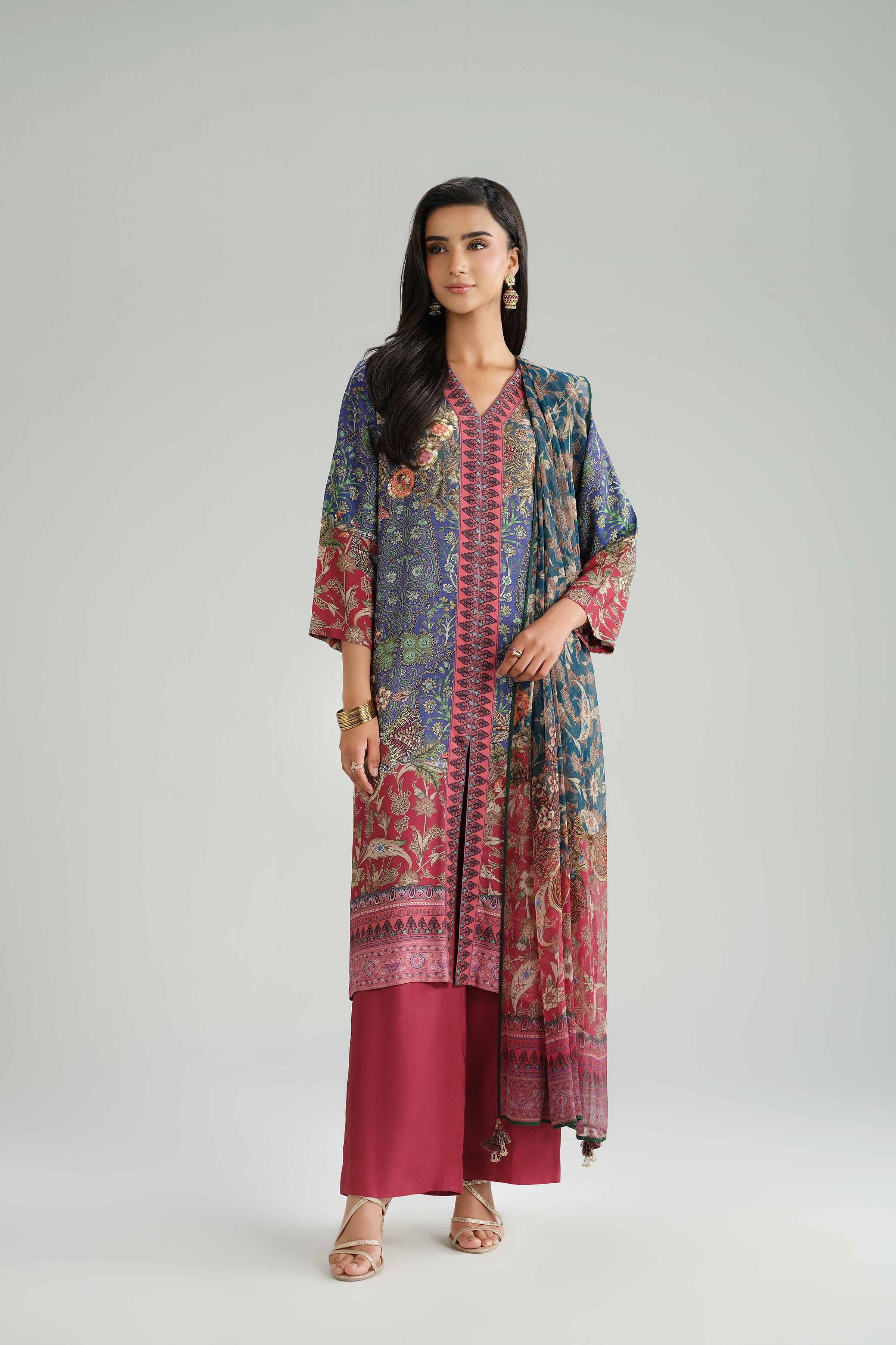 3 Piece - Printed Suit - KFW25-101 for Women - Pret Collection | Nishat | Shop Online