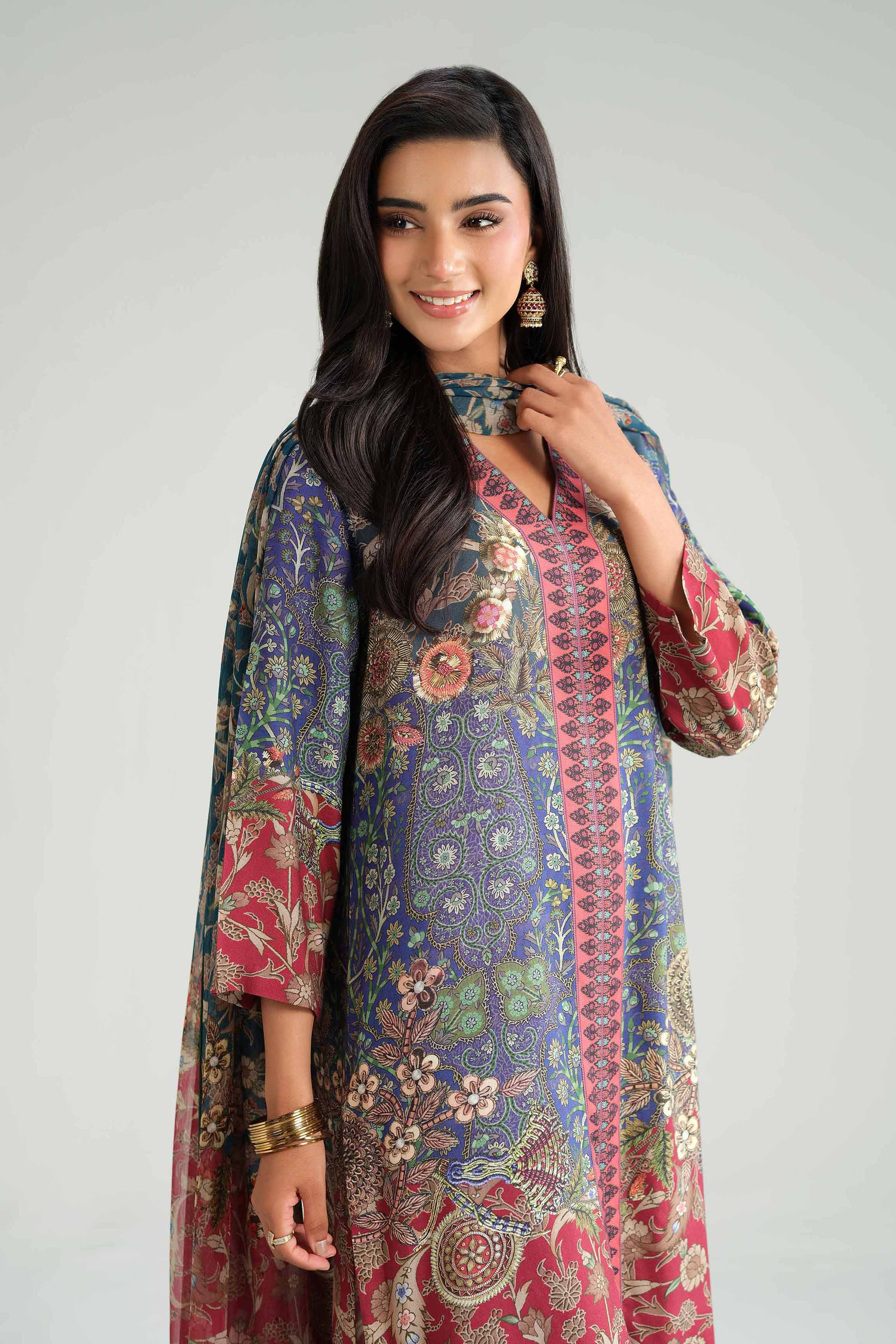 3 Piece - Printed Suit - KFW25-101 for Women - Pret Collection | Nishat | Shop Online