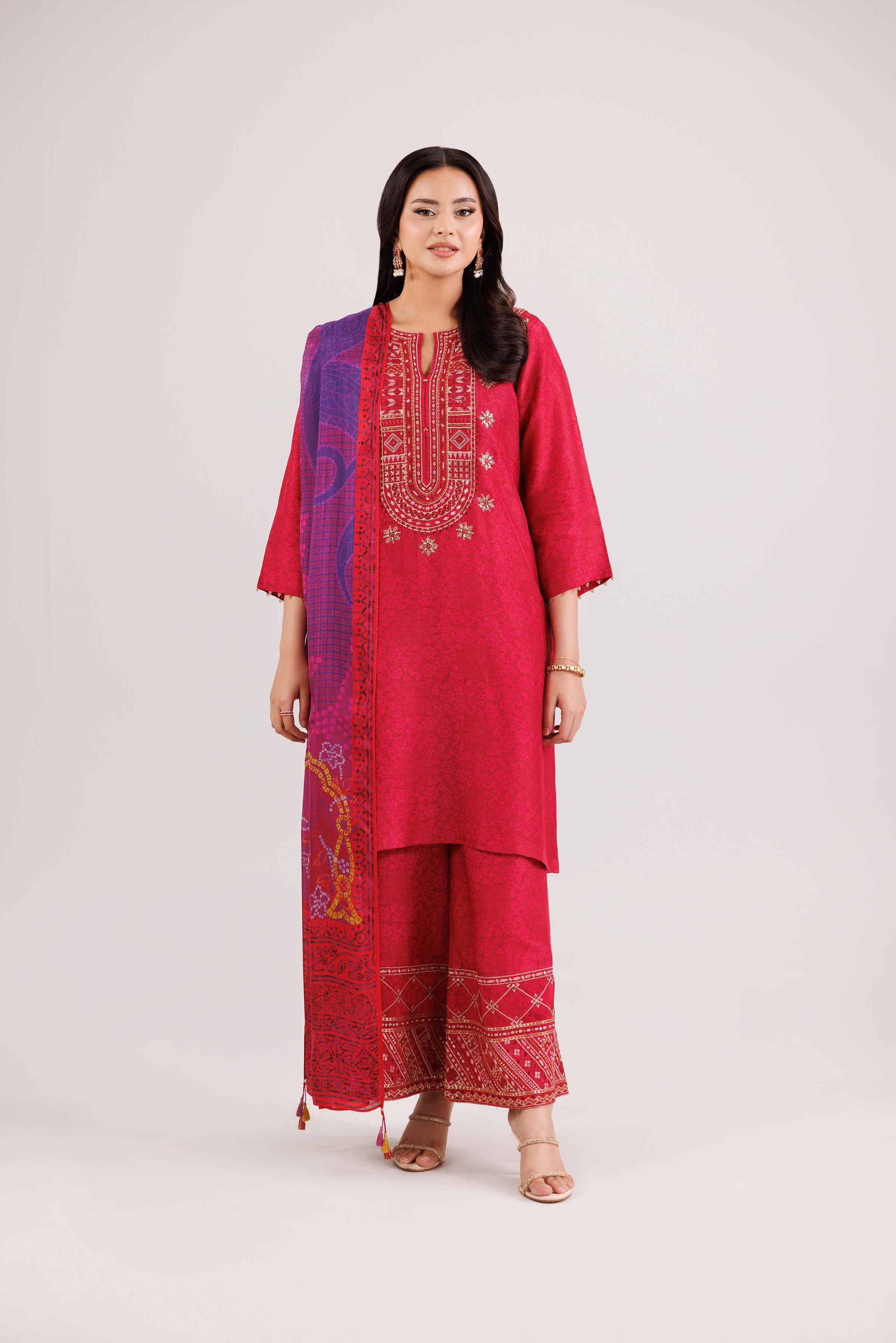 3 Piece - Printed Embroidered Suit - KFW25-103Shop