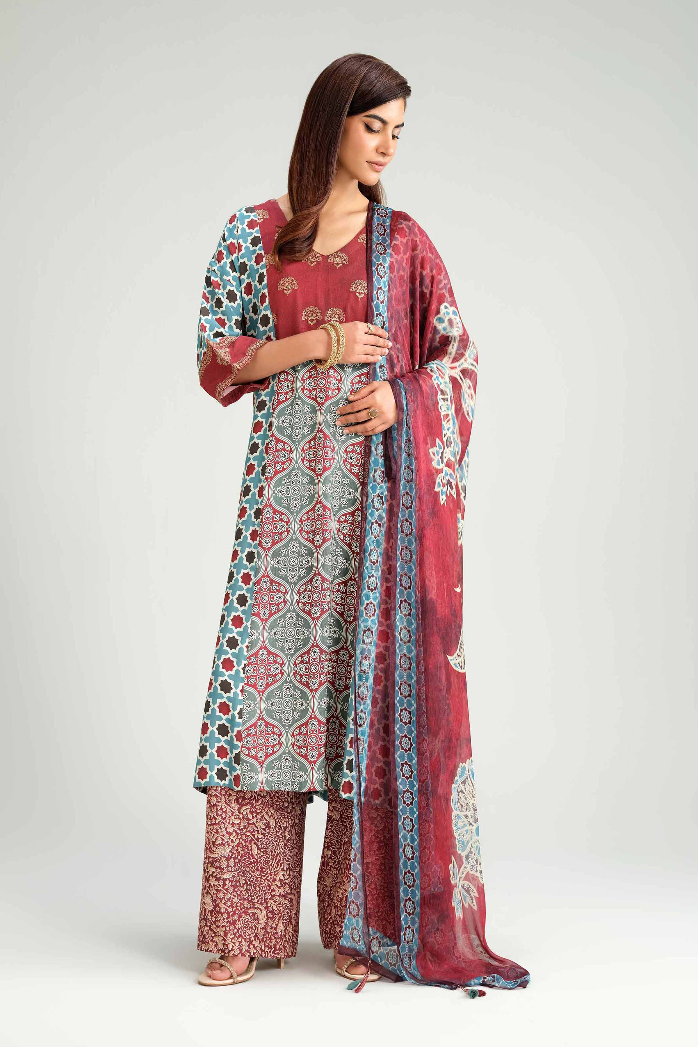 3 Piece - Printed Embroidered Suit - KFW25-80 for Women - Pret Collection | Nishat | Shop Online