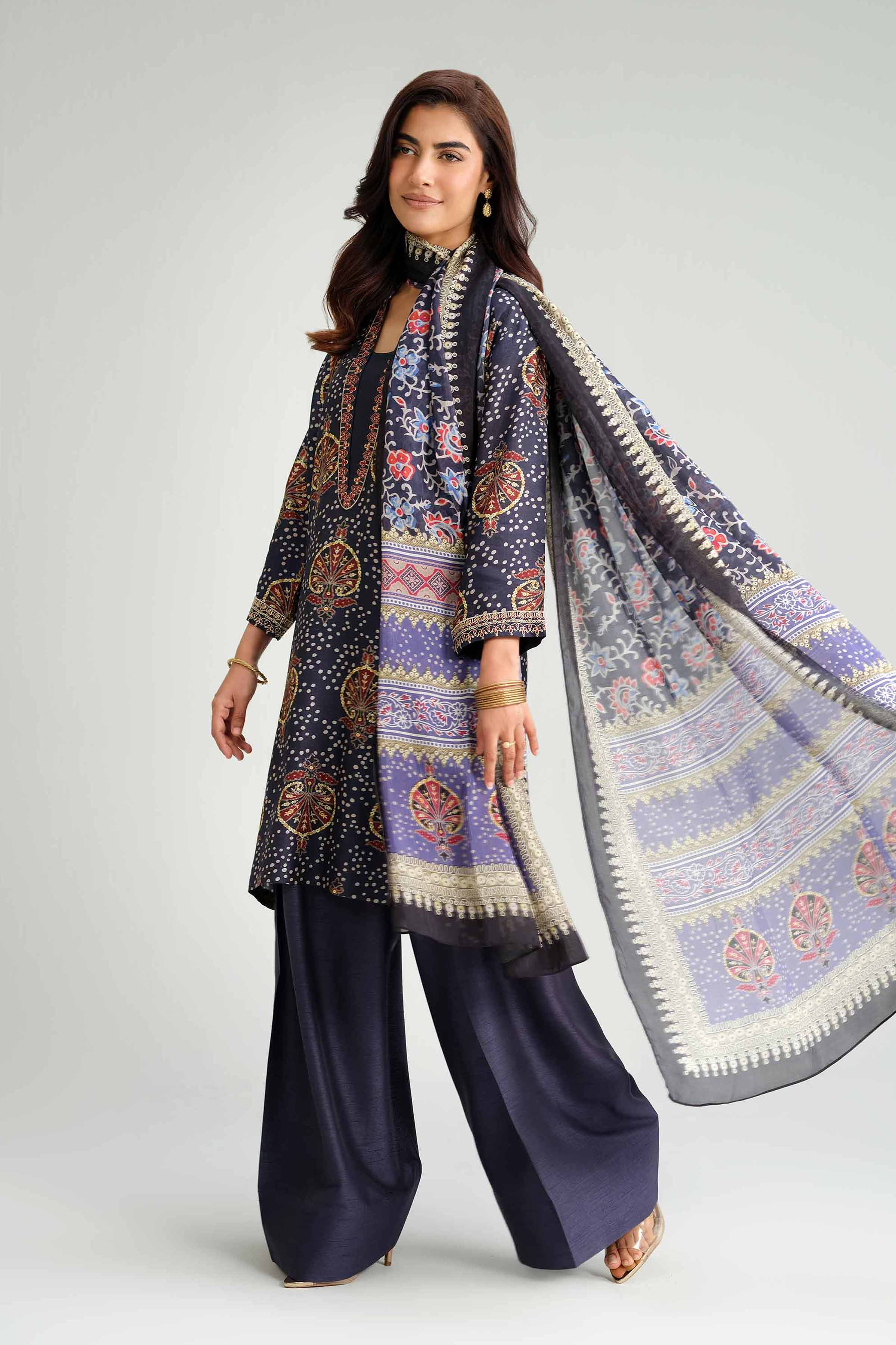 3 Piece - Printed Embroidered Suit - KFW25-81 for Women - Pret Collection | Nishat | Shop Online