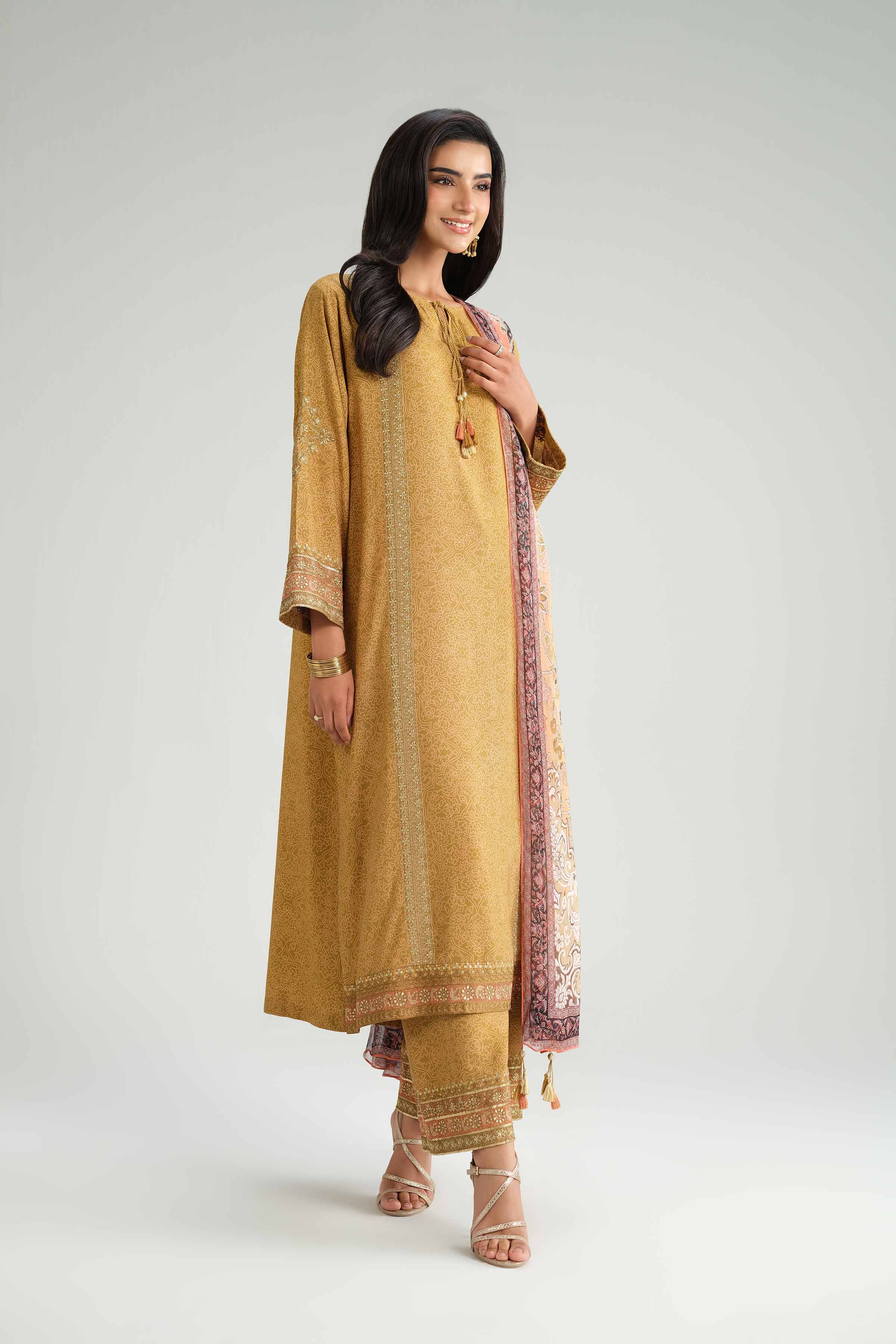 3 Piece - Printed Embroidered Suit - KFW25-82