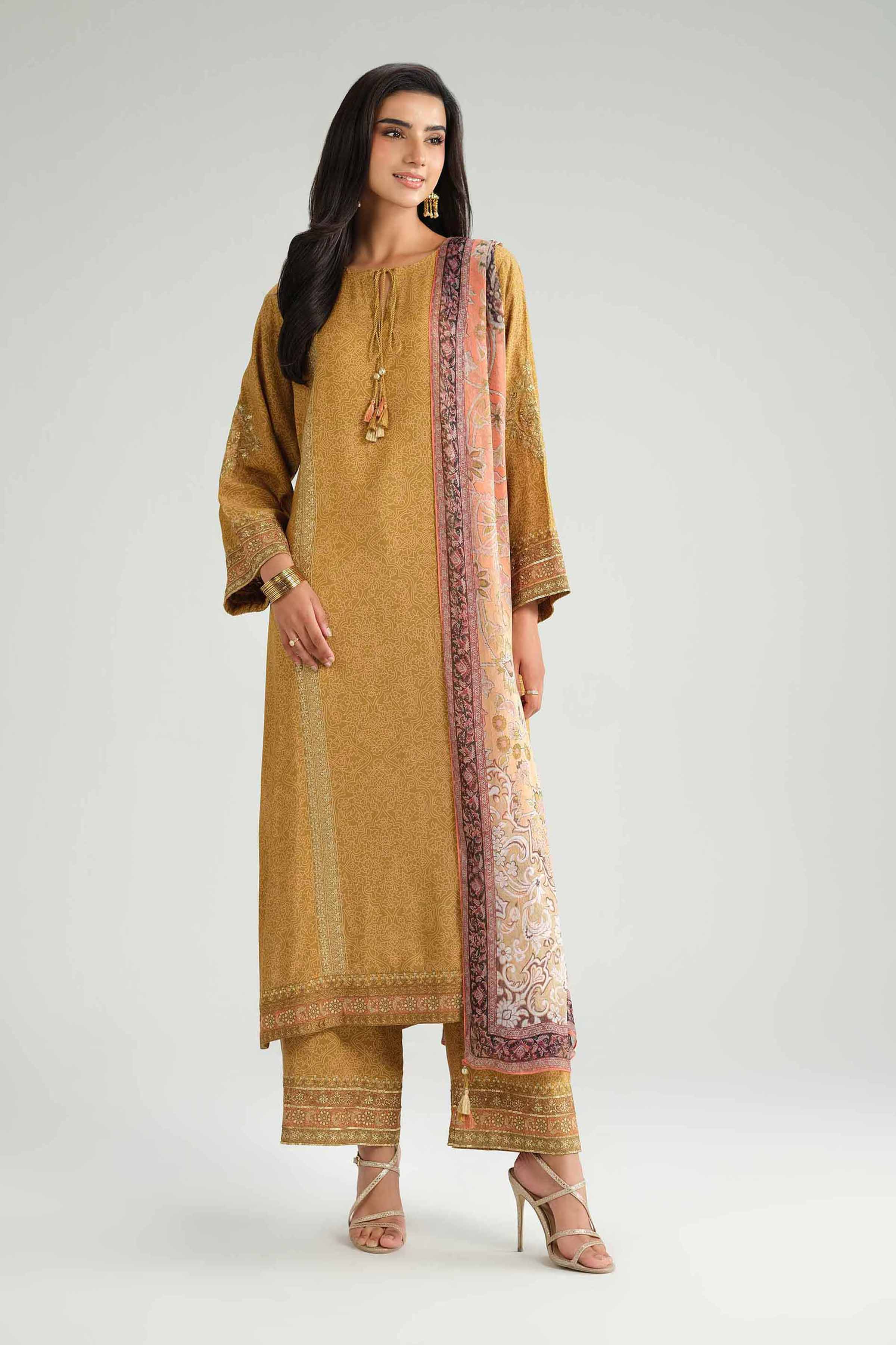 3 Piece - Printed Embroidered Suit - KFW25-82