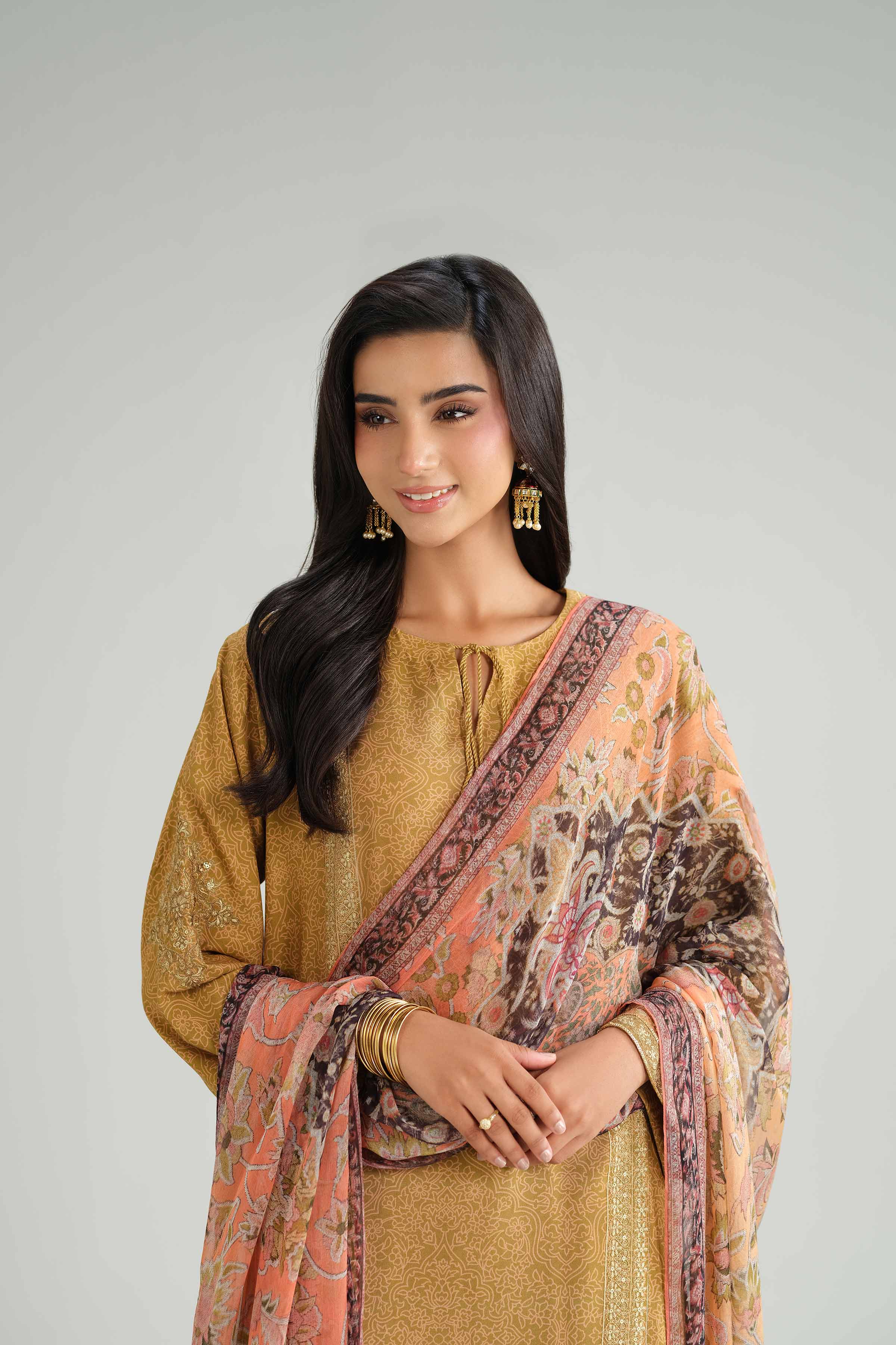 3 Piece - Printed Embroidered Suit - KFW25-82