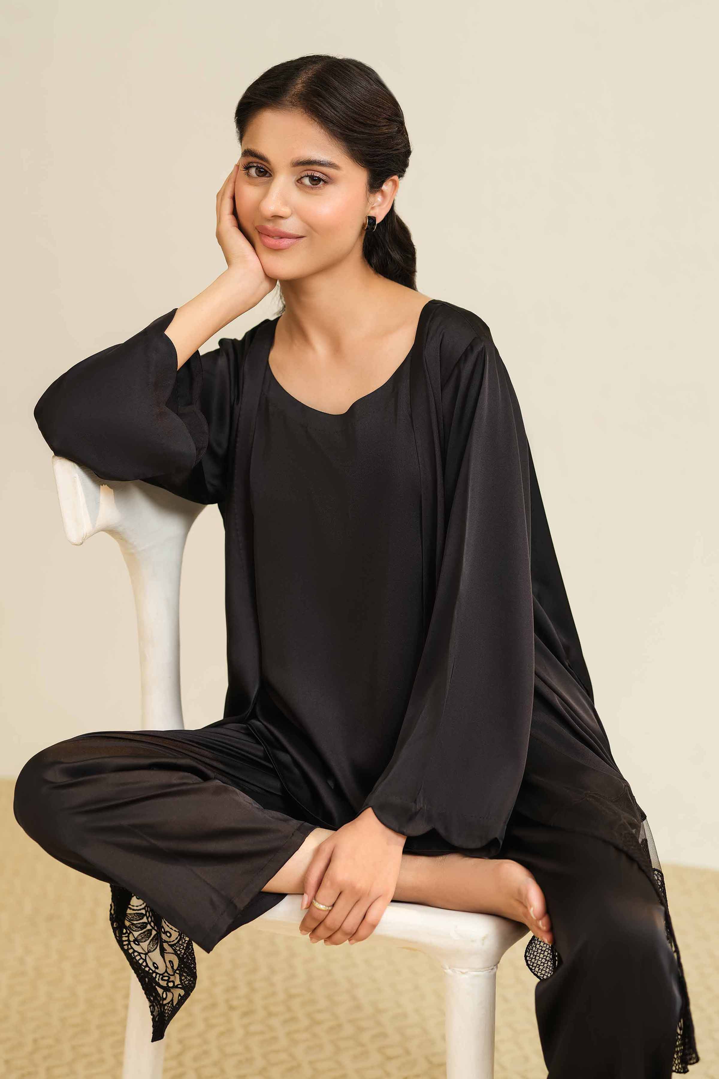 3 Piece - Embroidered Loungewear - KLS25-08