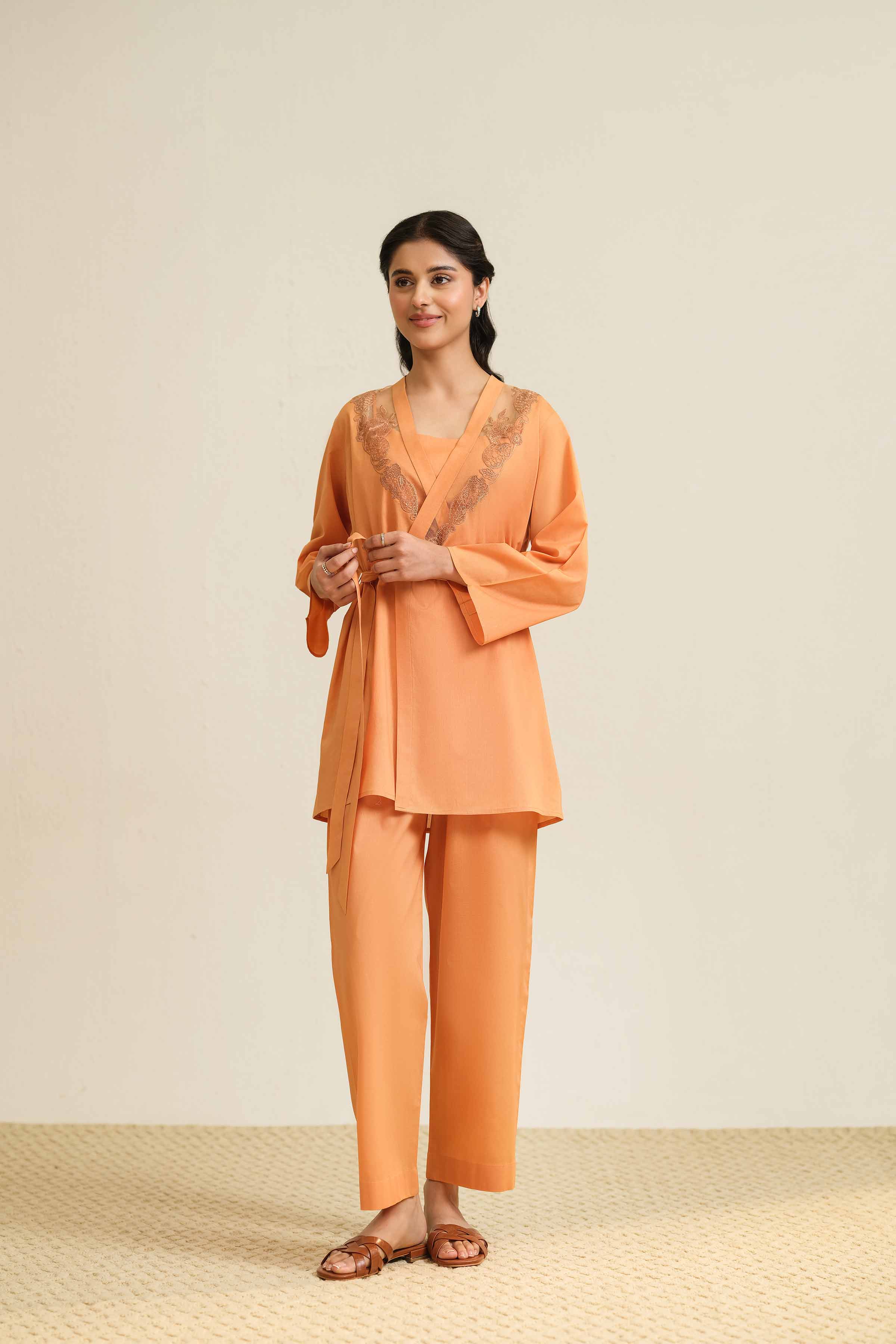 3 Piece - Embroidered Loungewear - KLS25-10