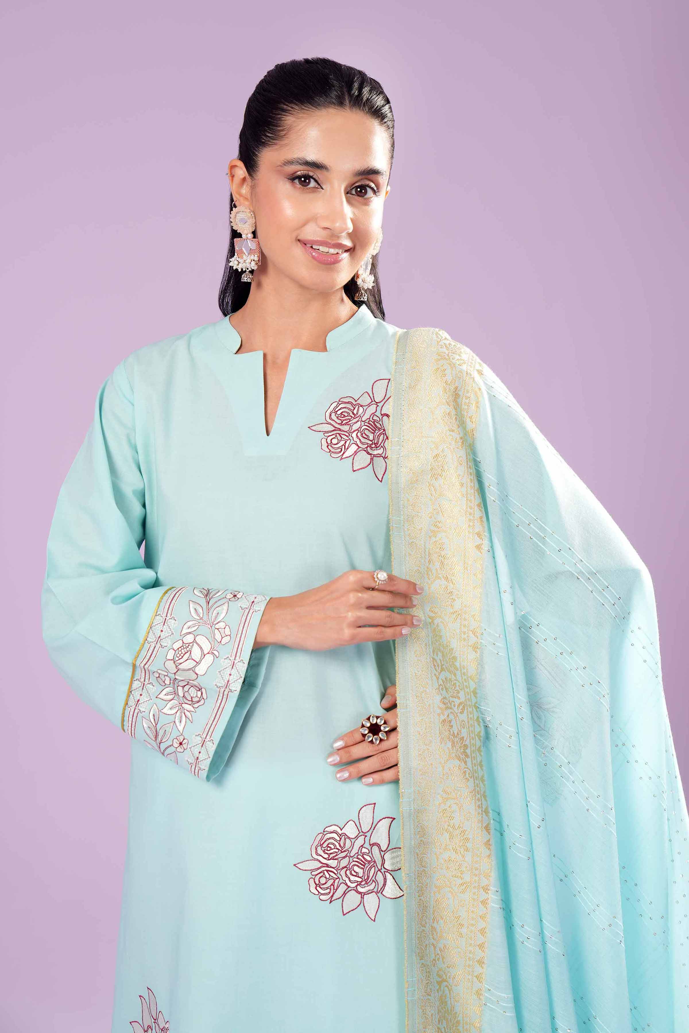 2 Piece - Printed Embroidered Suit - PE24-136