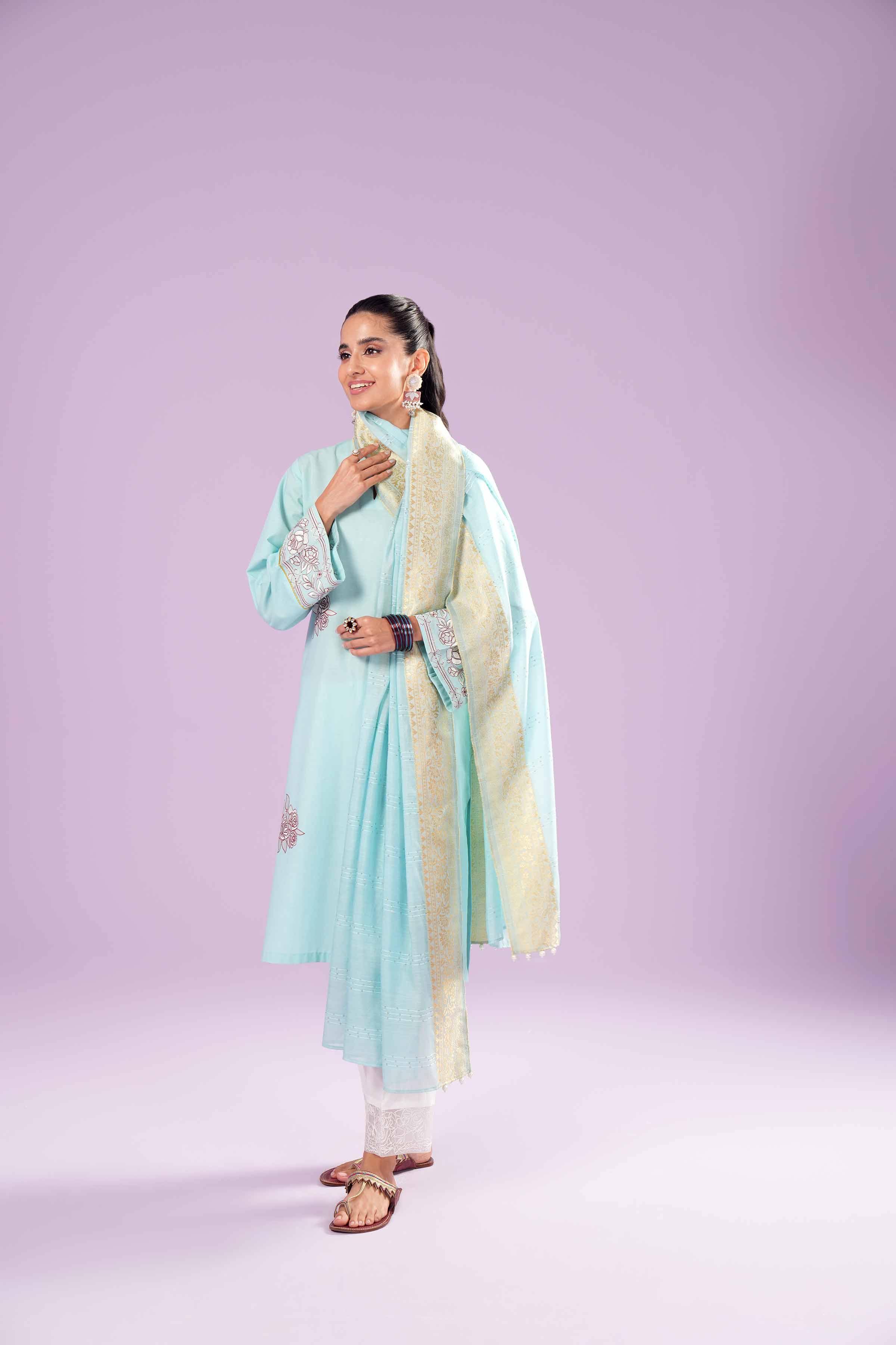 2 Piece - Printed Embroidered Suit - PE24-136