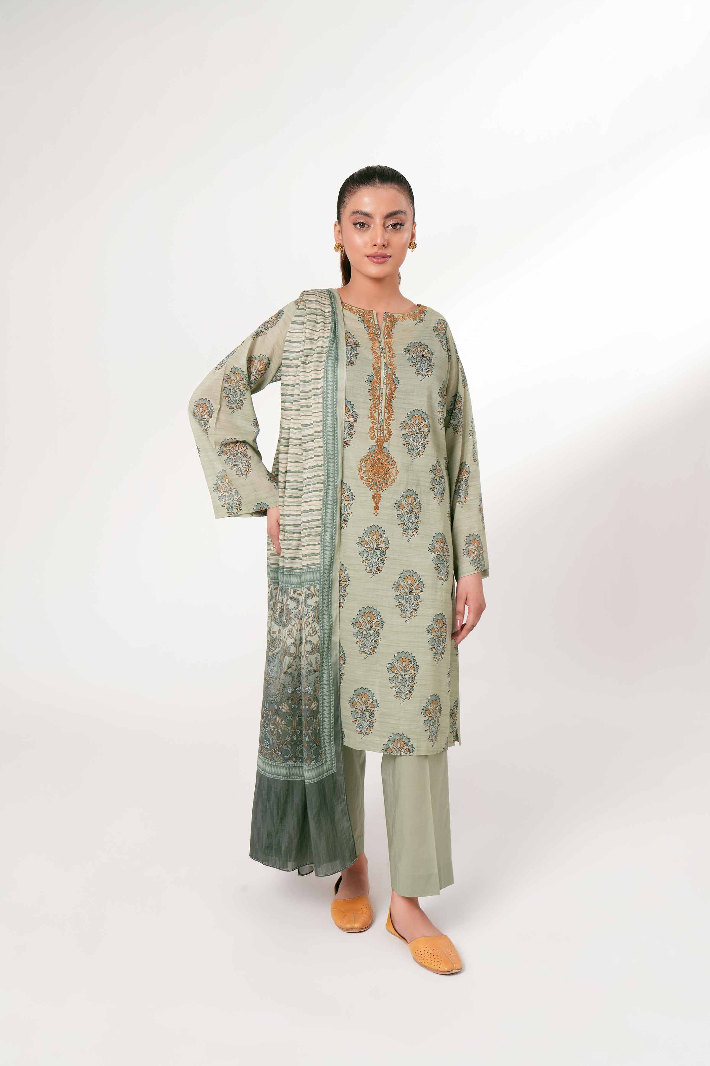 3 Piece - Printed Embroidered Suit - PE24-246