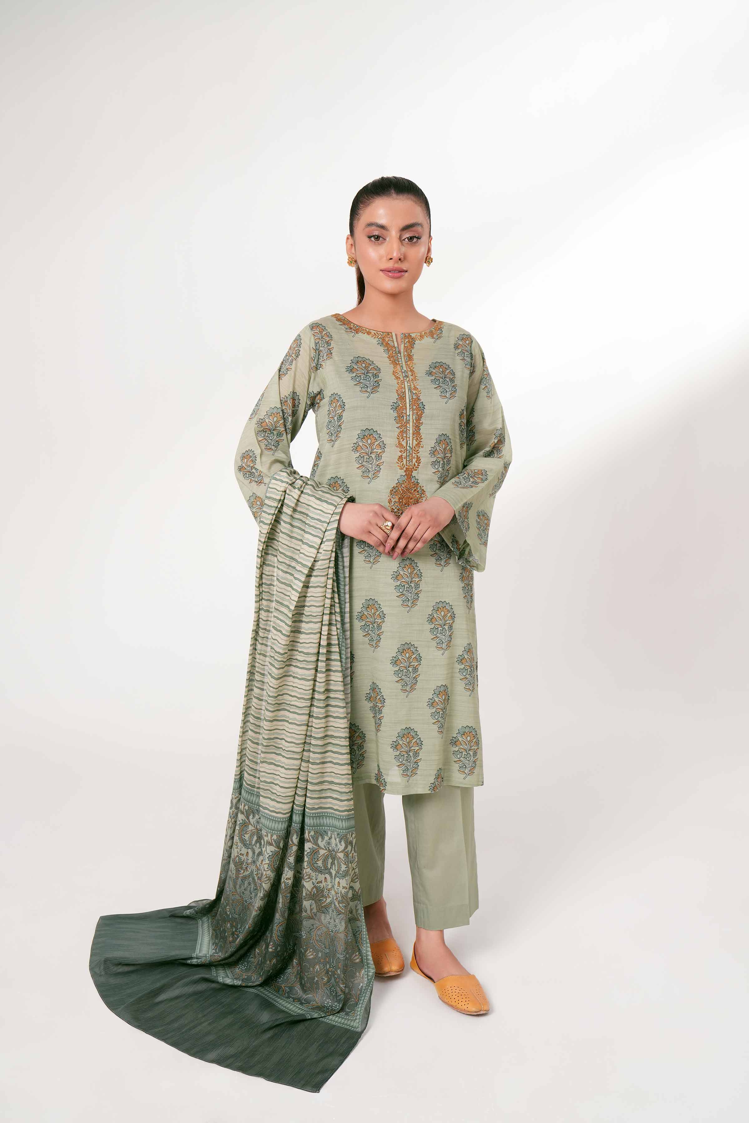 3 Piece - Printed Embroidered Suit - PE24-246