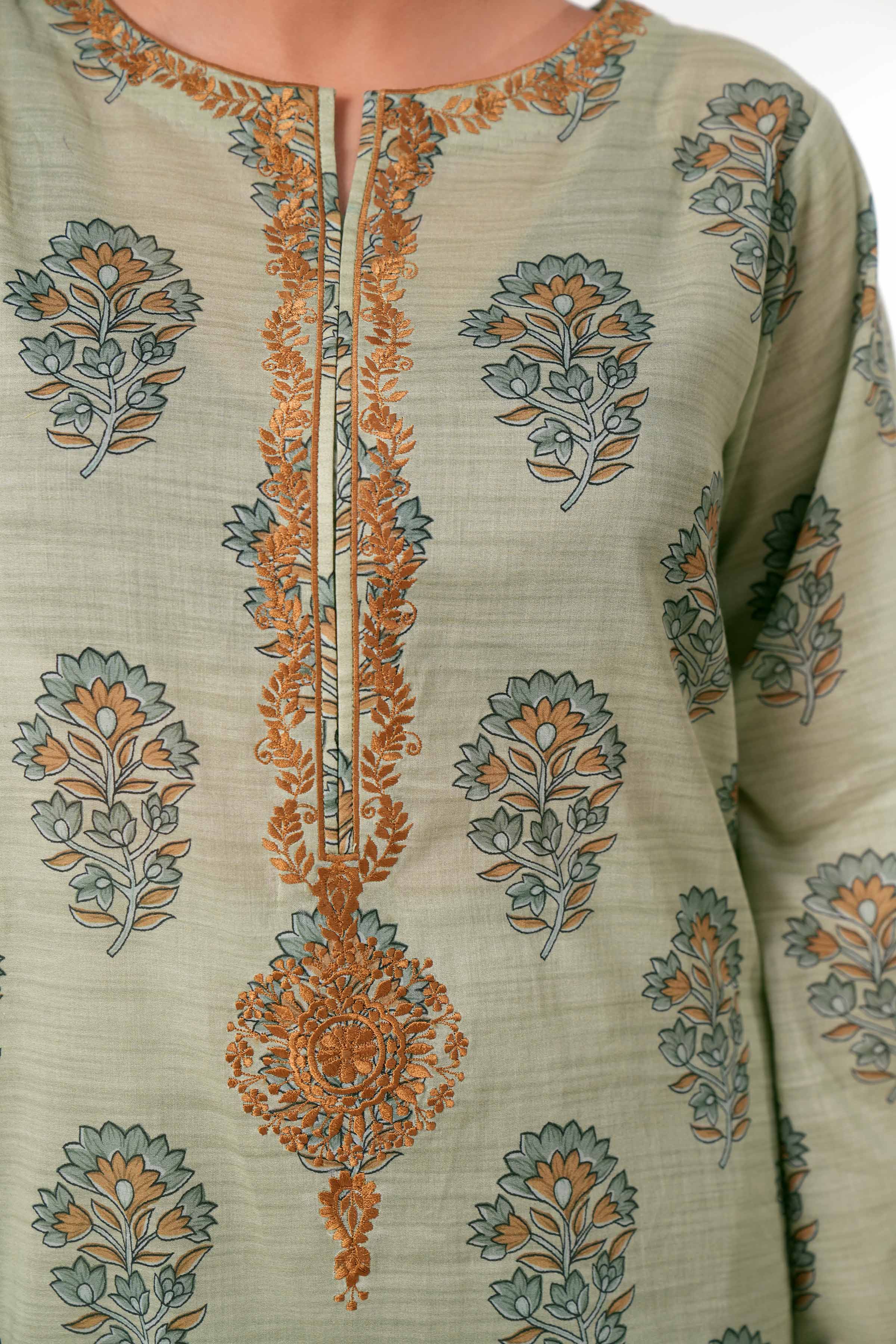 3 Piece - Printed Embroidered Suit - PE24-246
