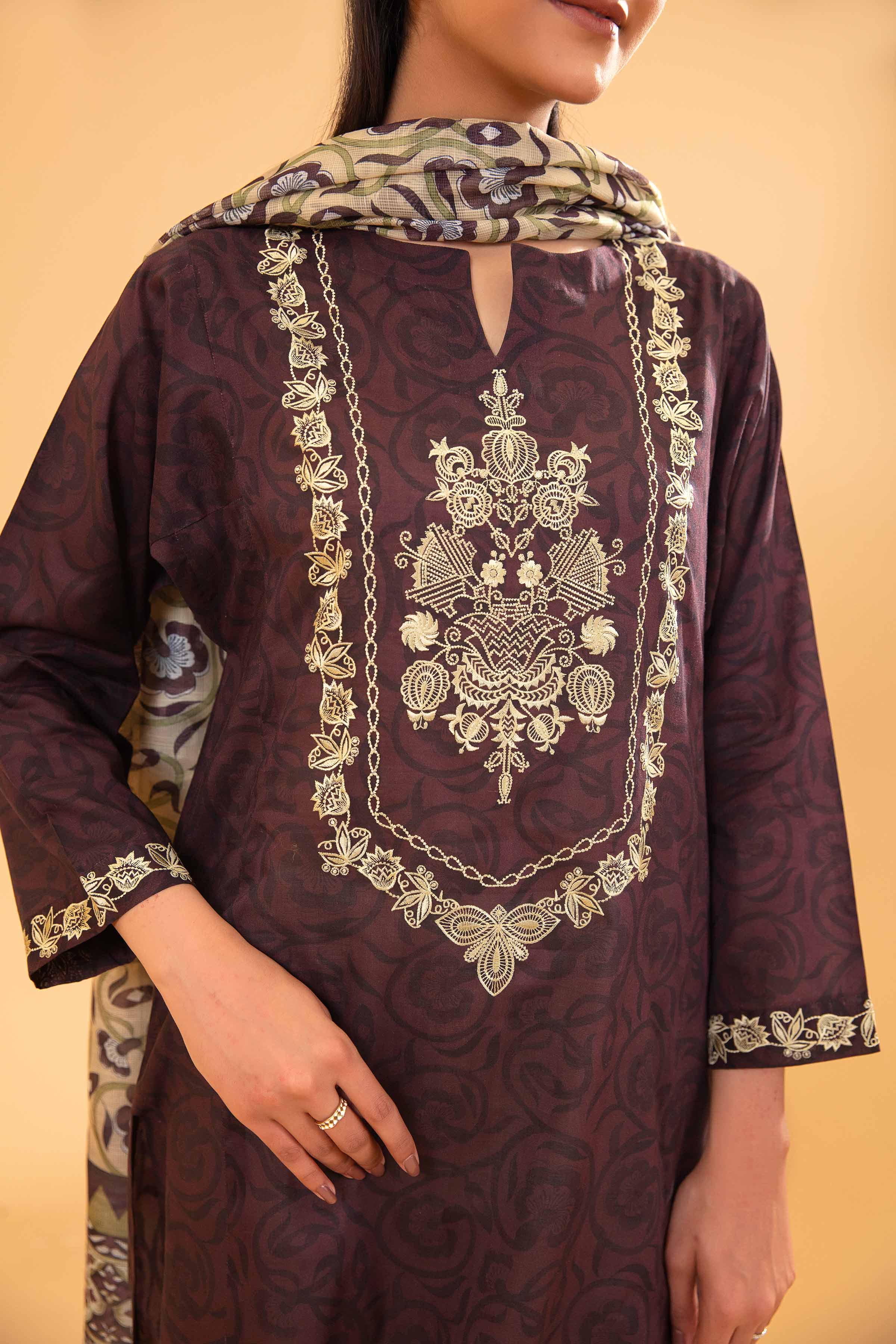 2 Piece - Printed Embroidered Suit - PE24-259