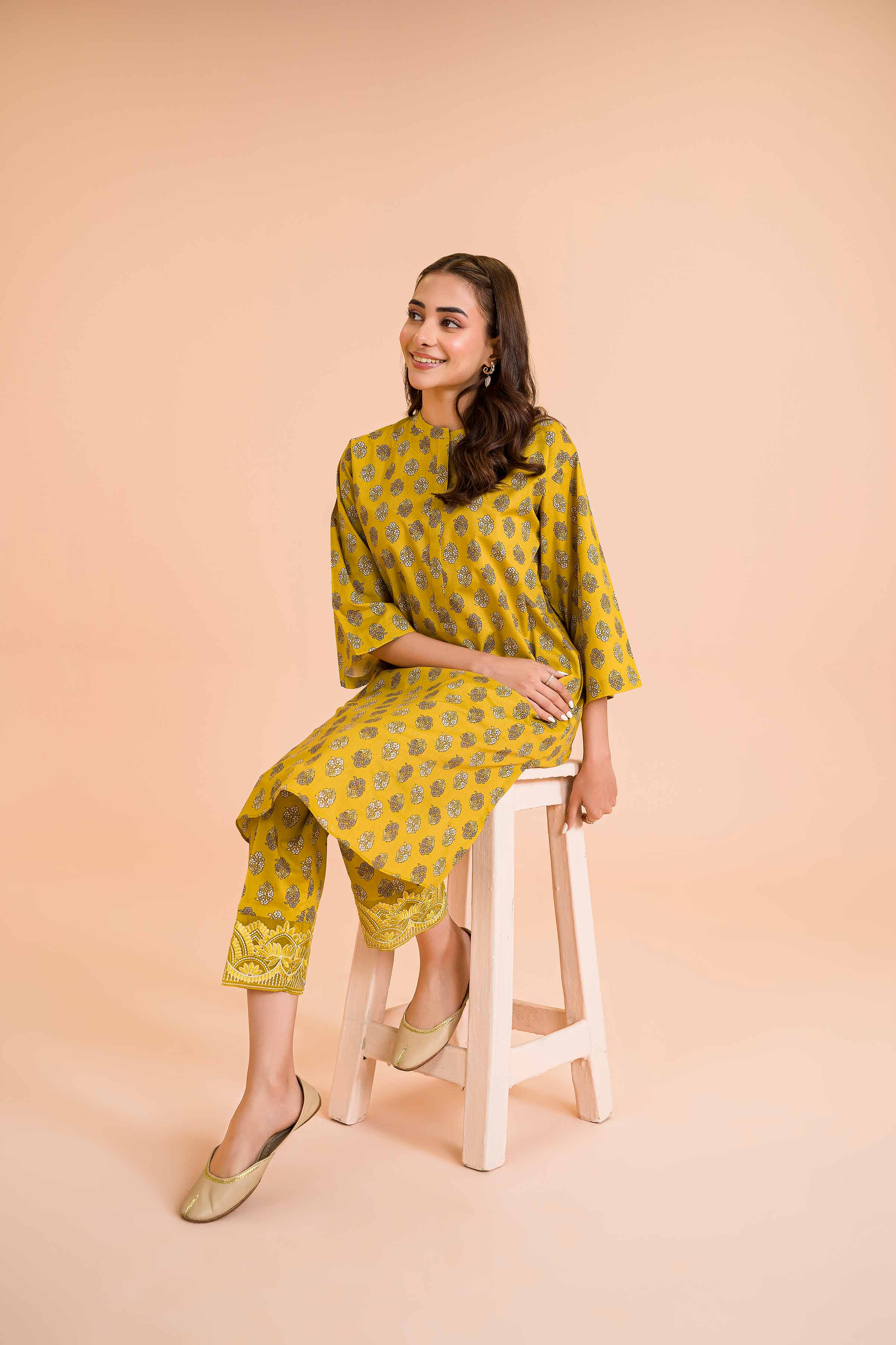 2 Piece - Printed Embroidered Suit - PE24-349