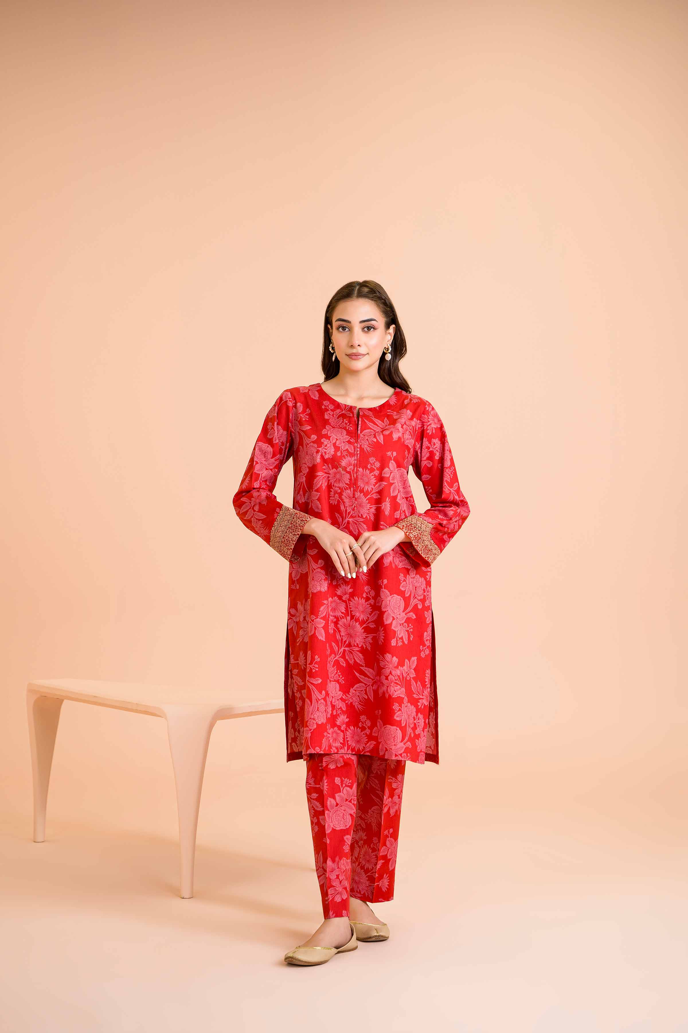 2 Piece - Printed Embroidered Suit - PE24-368