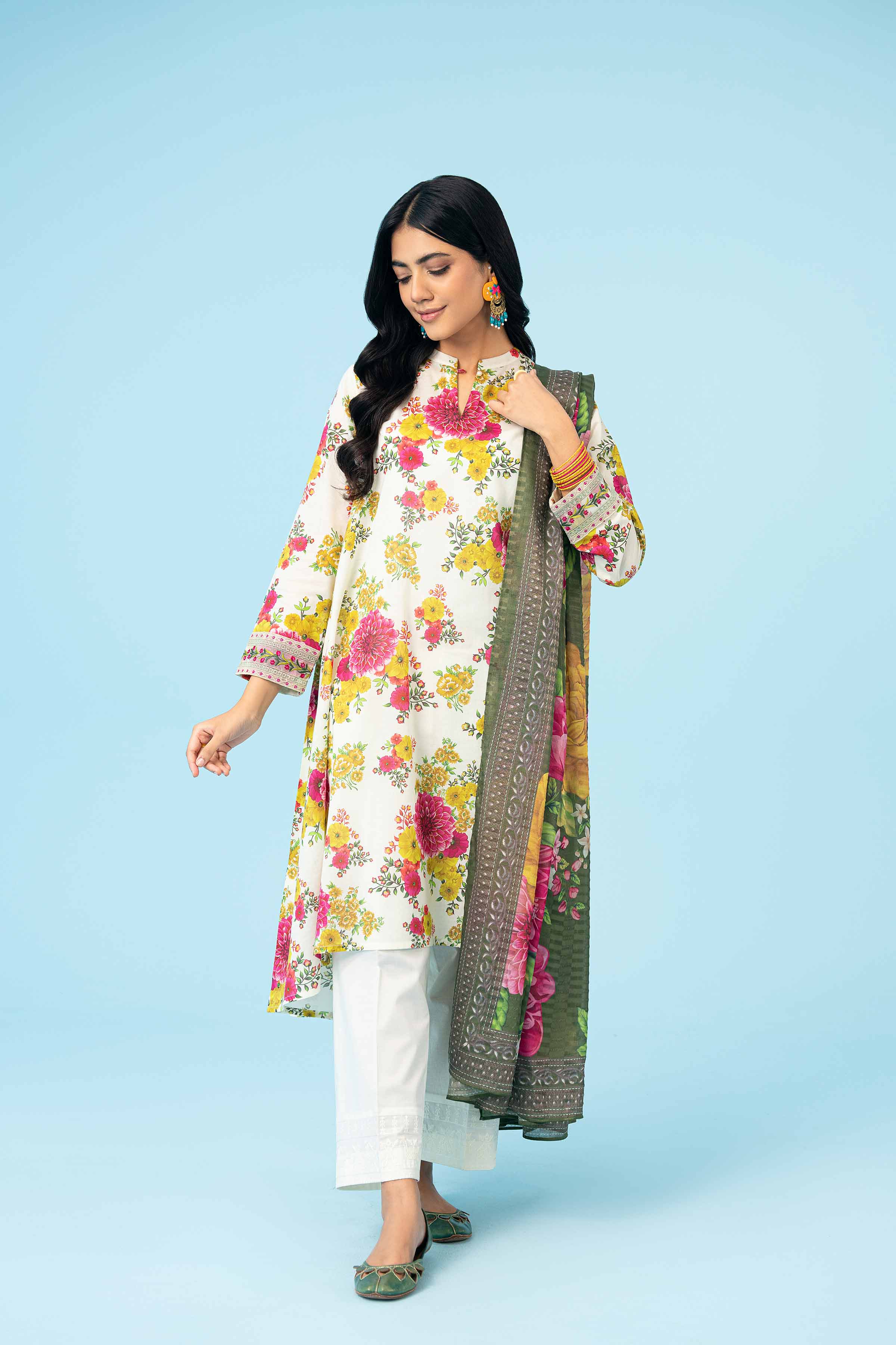 2 Piece - Printed Embroidered Suit - PE24-384