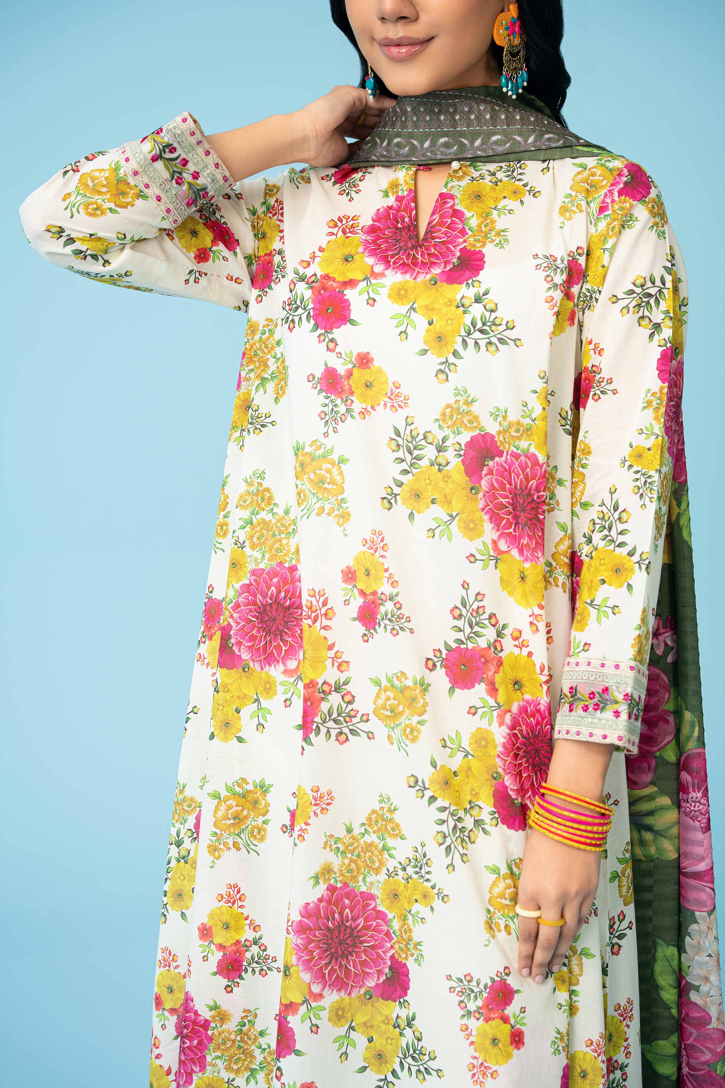 2 Piece - Printed Embroidered Suit - PE24-384