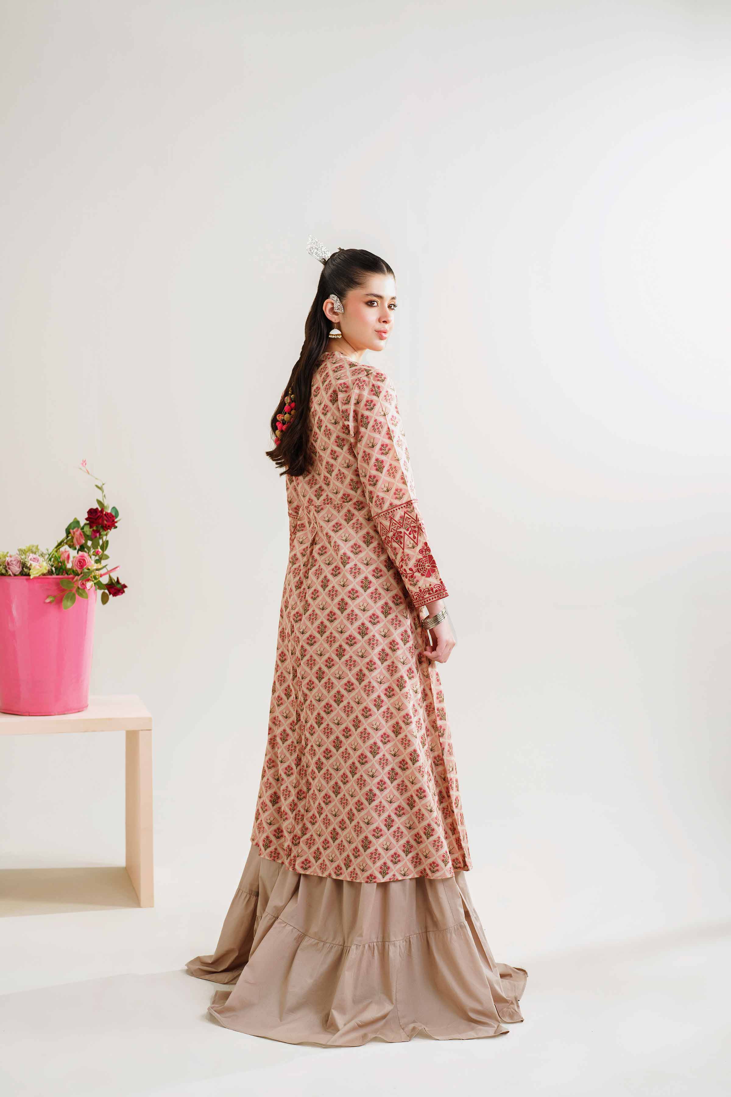 Printed Embroidered Dress - PE24-390